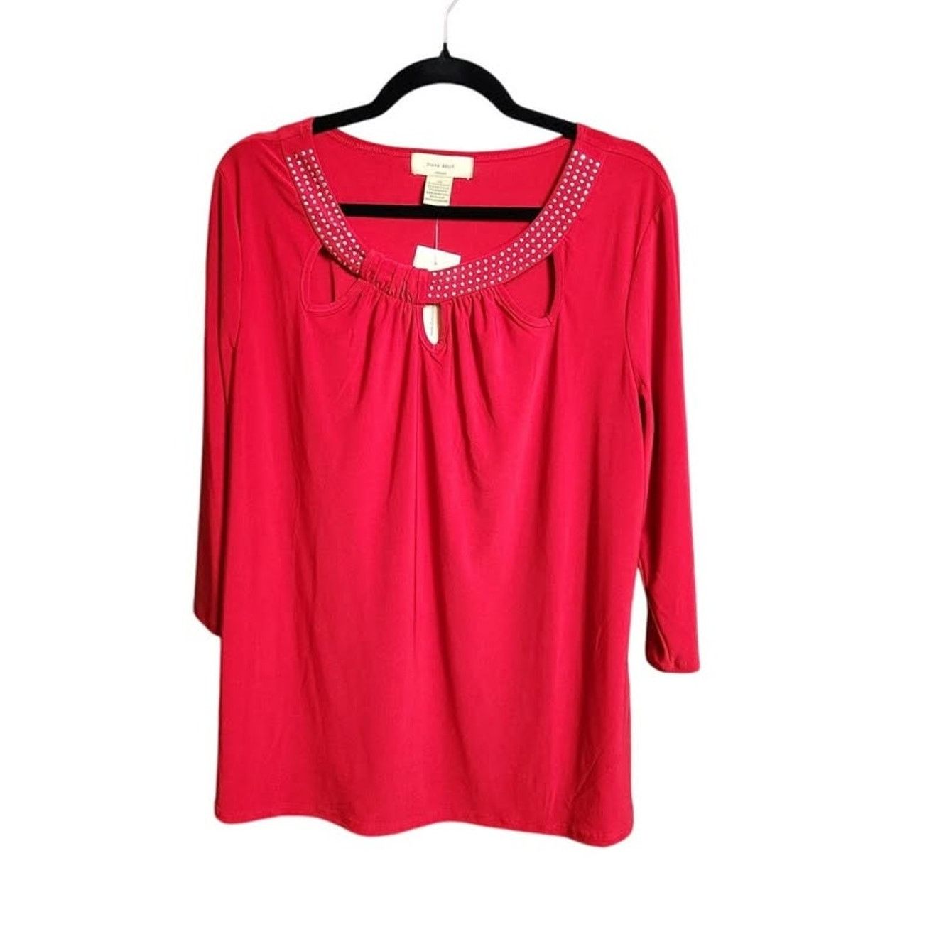 Other Diana Belle Woman Red Cut-Out Neck Studded Top – Size 1X NWT Size XL / US 12-14 / IT 48-50 - 1 Thumbnail