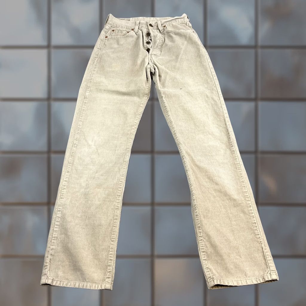 Levi's VINTAGE Levi's Jeans Womens Corduroy Straight 26 30 UK 6 High Waist Italian 90s Beige Cotton 5-Pocket Mens Womens 90s Size 26" / US 2 / IT 38 - 1 Thumbnail