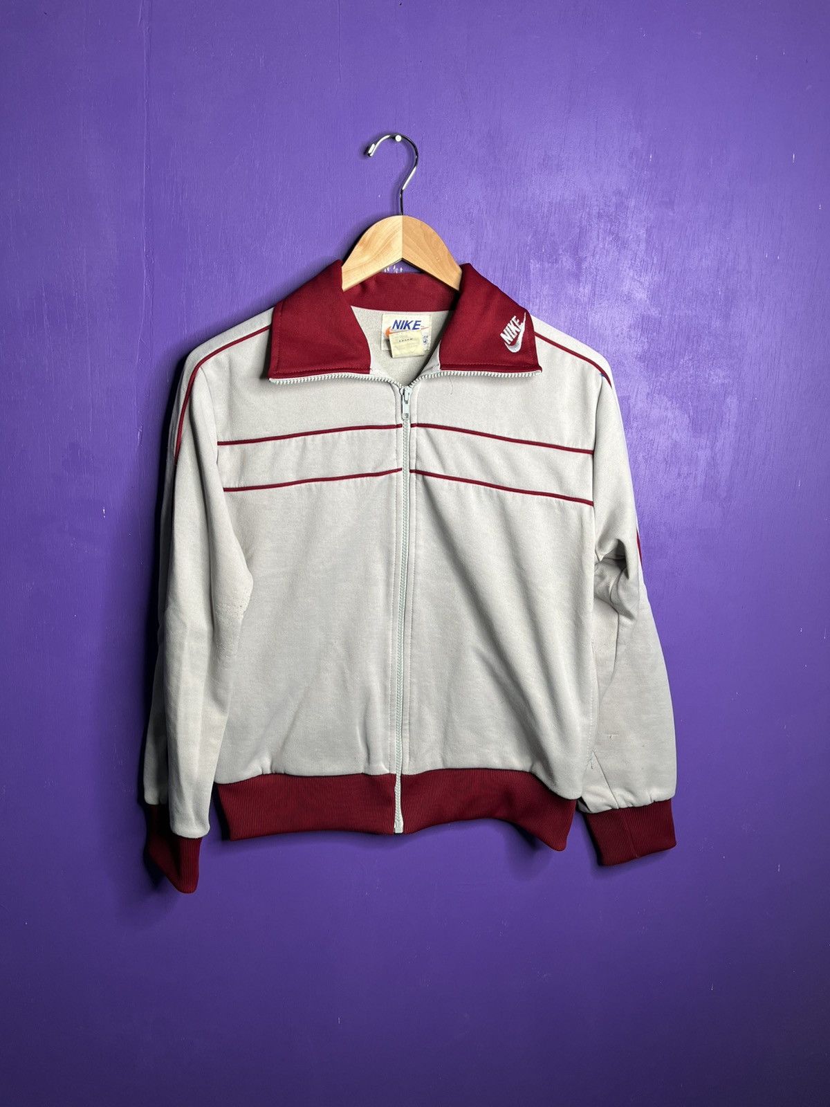 Nike × Vintage Vintage 70s Nike collar logo zip up jacket Size US M / EU 48-50 / 2 - 1 Thumbnail