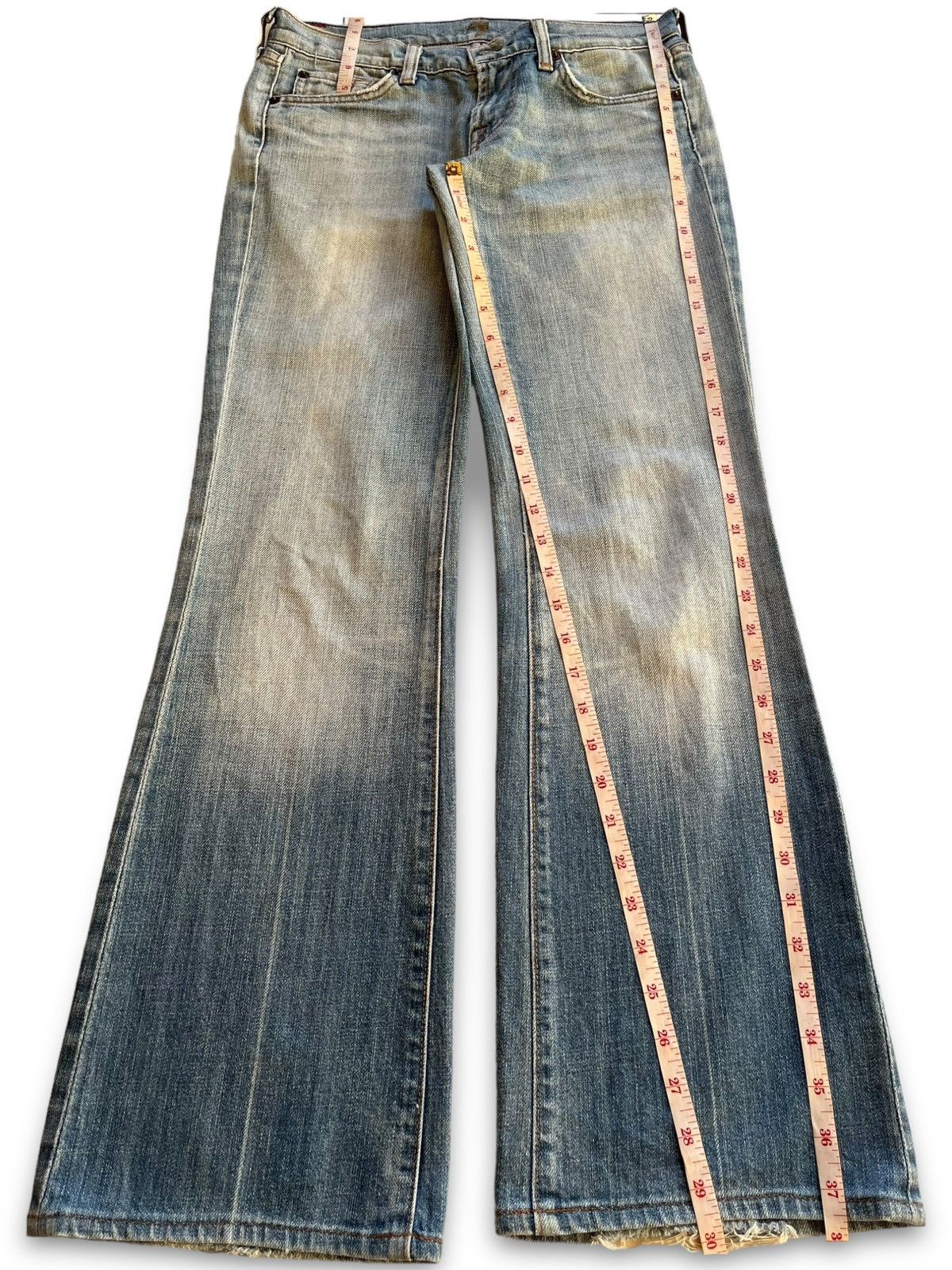 7 For All Mankind Vintage 7 For All Mankind Faded Wash Distressed Flare Jeans Size 29" - 12 Thumbnail