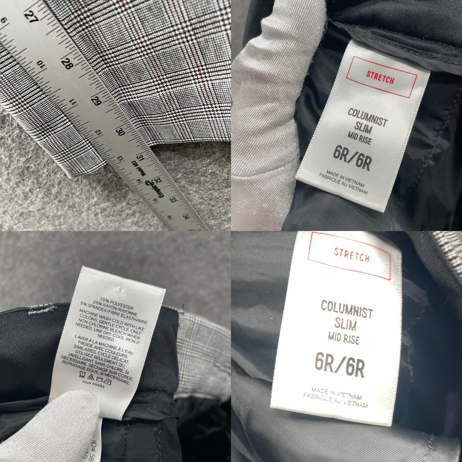 Express Express Columnist Slim Mid Rise Dress Pants Womens 6 Gray Glen Plaid Stretch Size 28" / US 6 / IT 42 - 8 Thumbnail