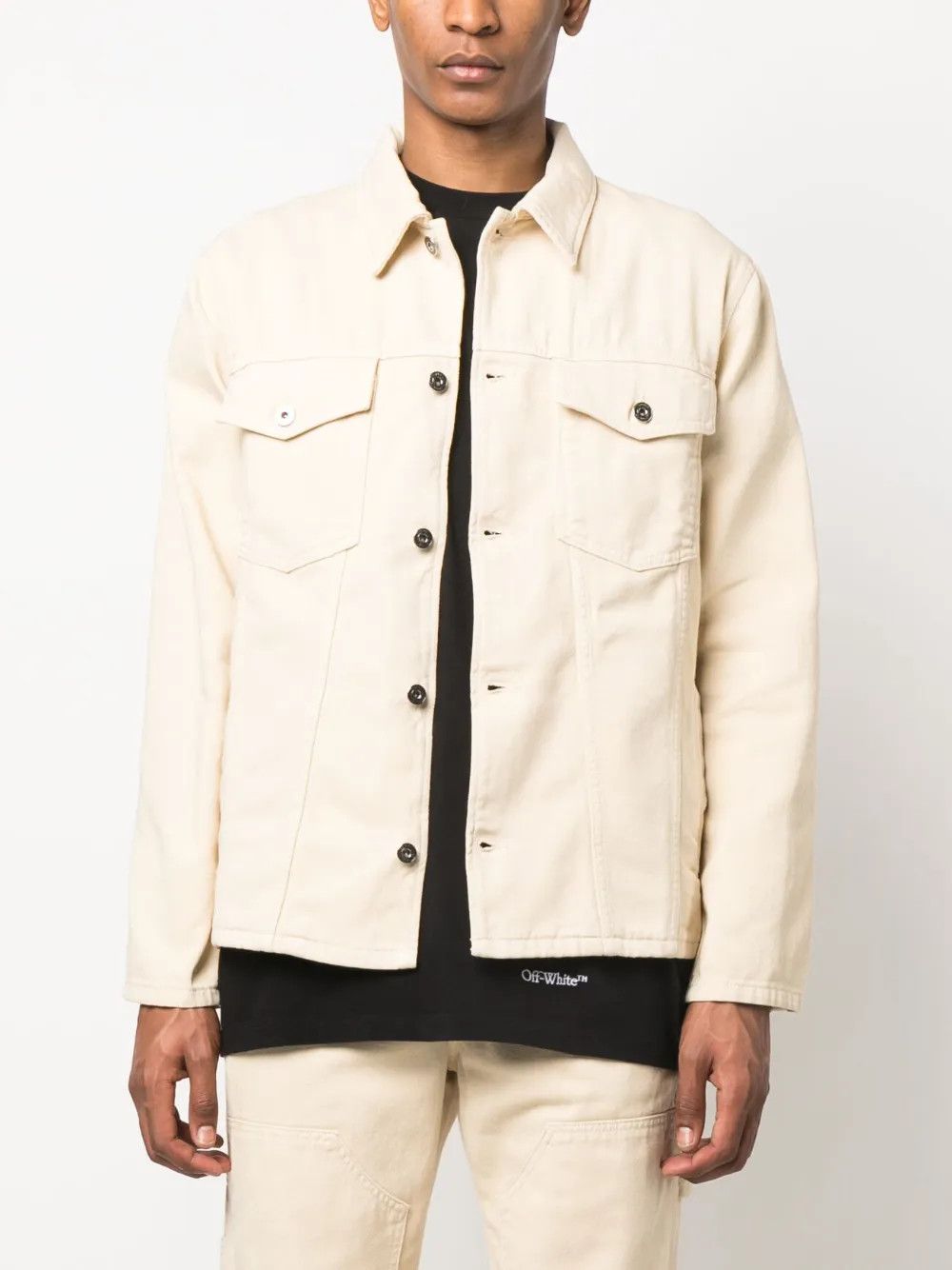 Off-White o1y0225 Denim Jacket in Beige Size US L / EU 52-54 / 3 - 2 Thumbnail