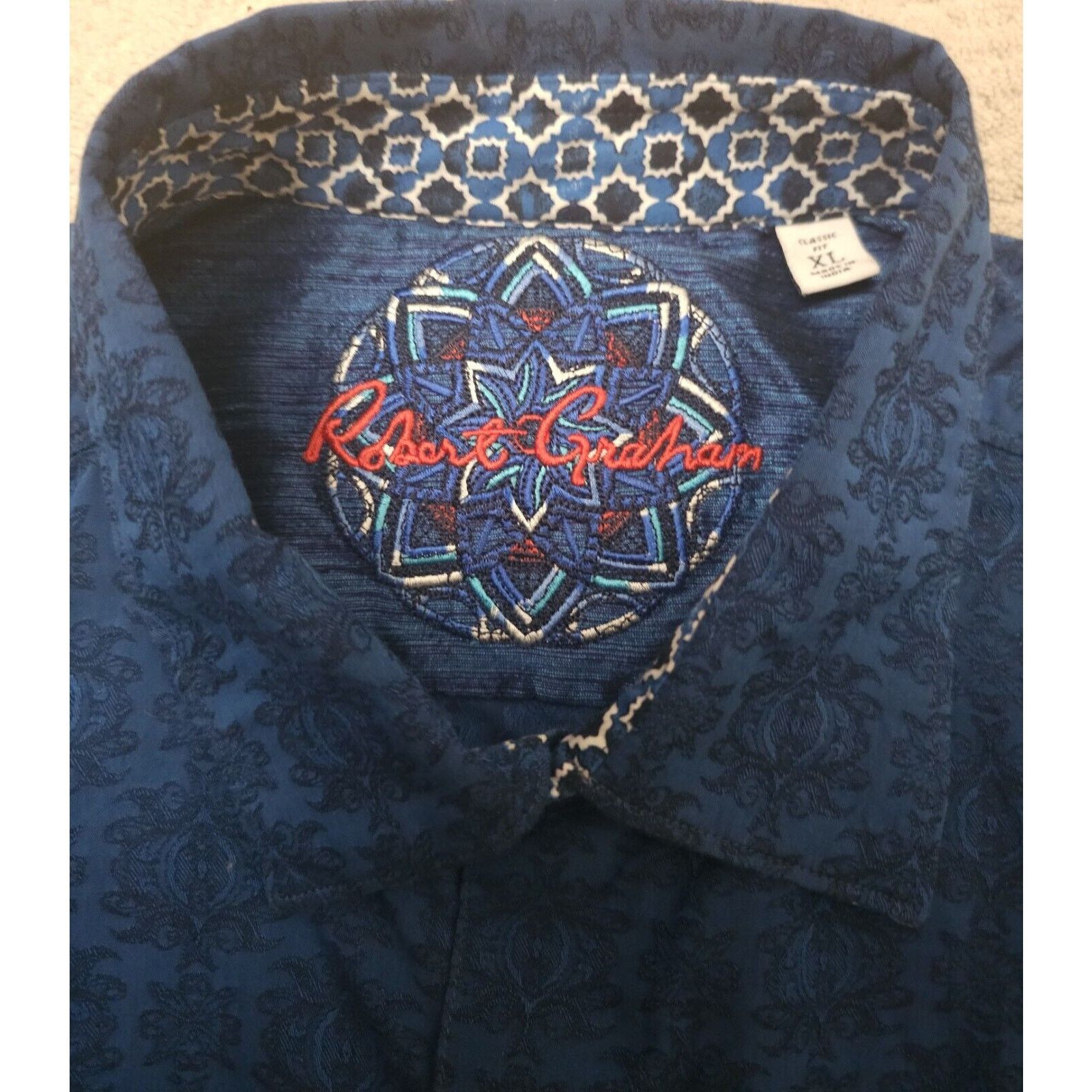 Robert Graham Robert Graham Cullen Jacquard Shirt Button Up Flip Cuff Size US XL / EU 56 / 4 - 9 Thumbnail