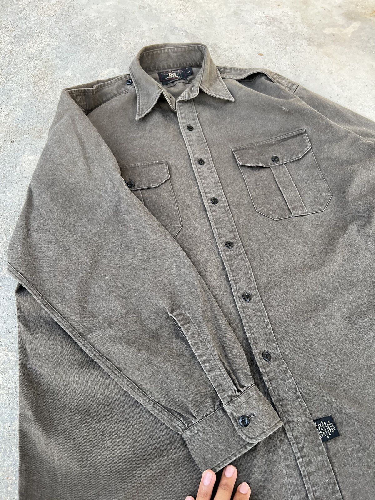 RRL Ralph Lauren Vintage RRL Army Button Up Long Sleeve Shirt Size US XXL / EU 58 / 5 - 4 Thumbnail