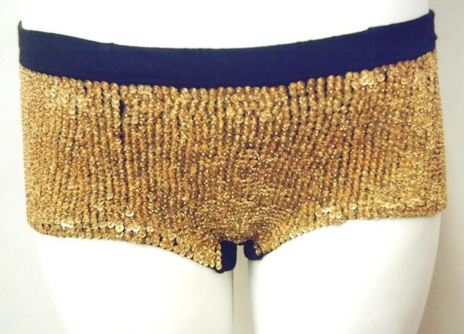 Designer Gold Sequin Brief Short Stretch Dance Club Party Size 28" / US 6 / IT 42 - 1 Preview