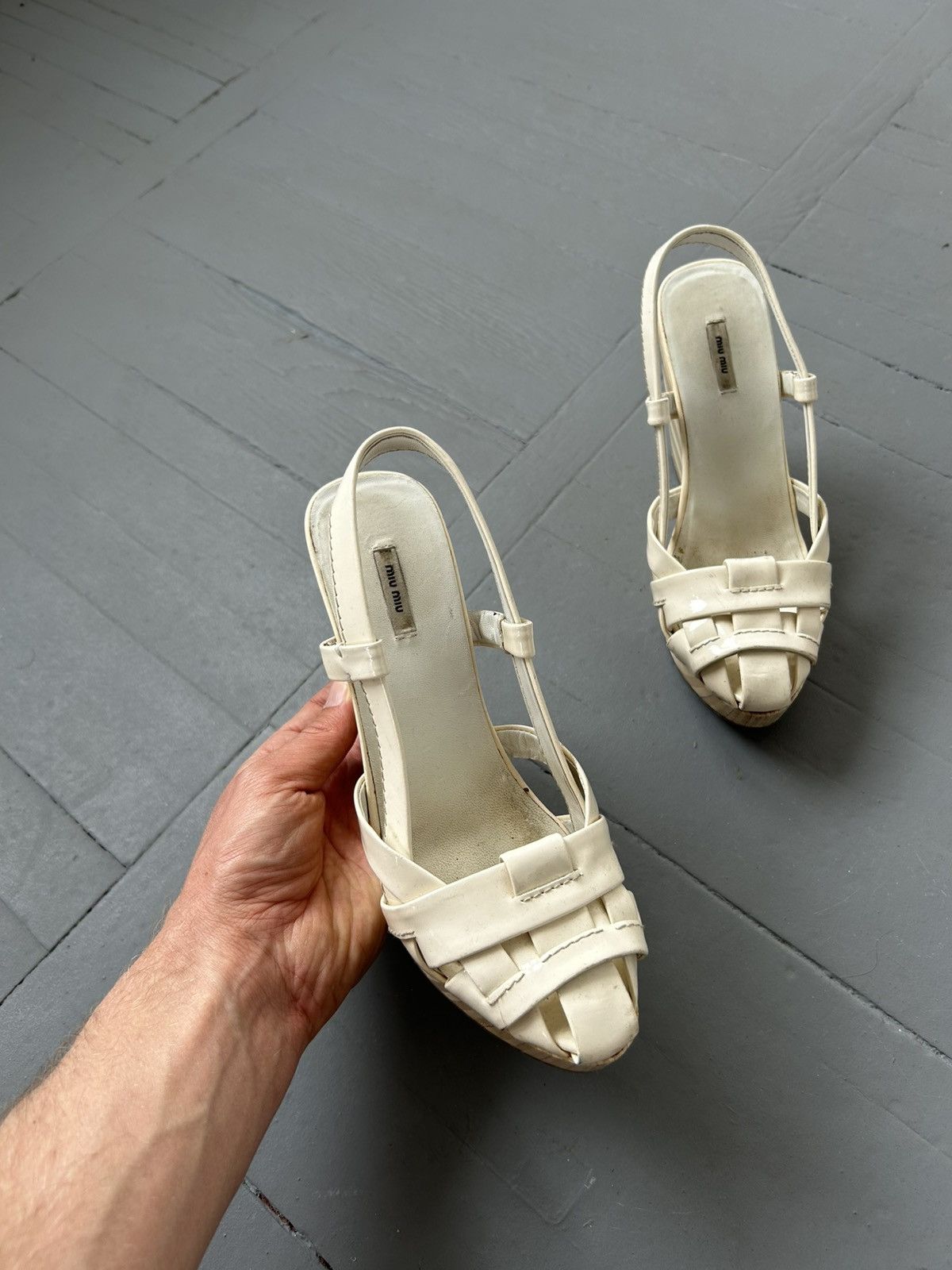 Miu Miu Miu Miu leather wooden platform sandals shoes Size US 6 / IT 36 - 2 Thumbnail