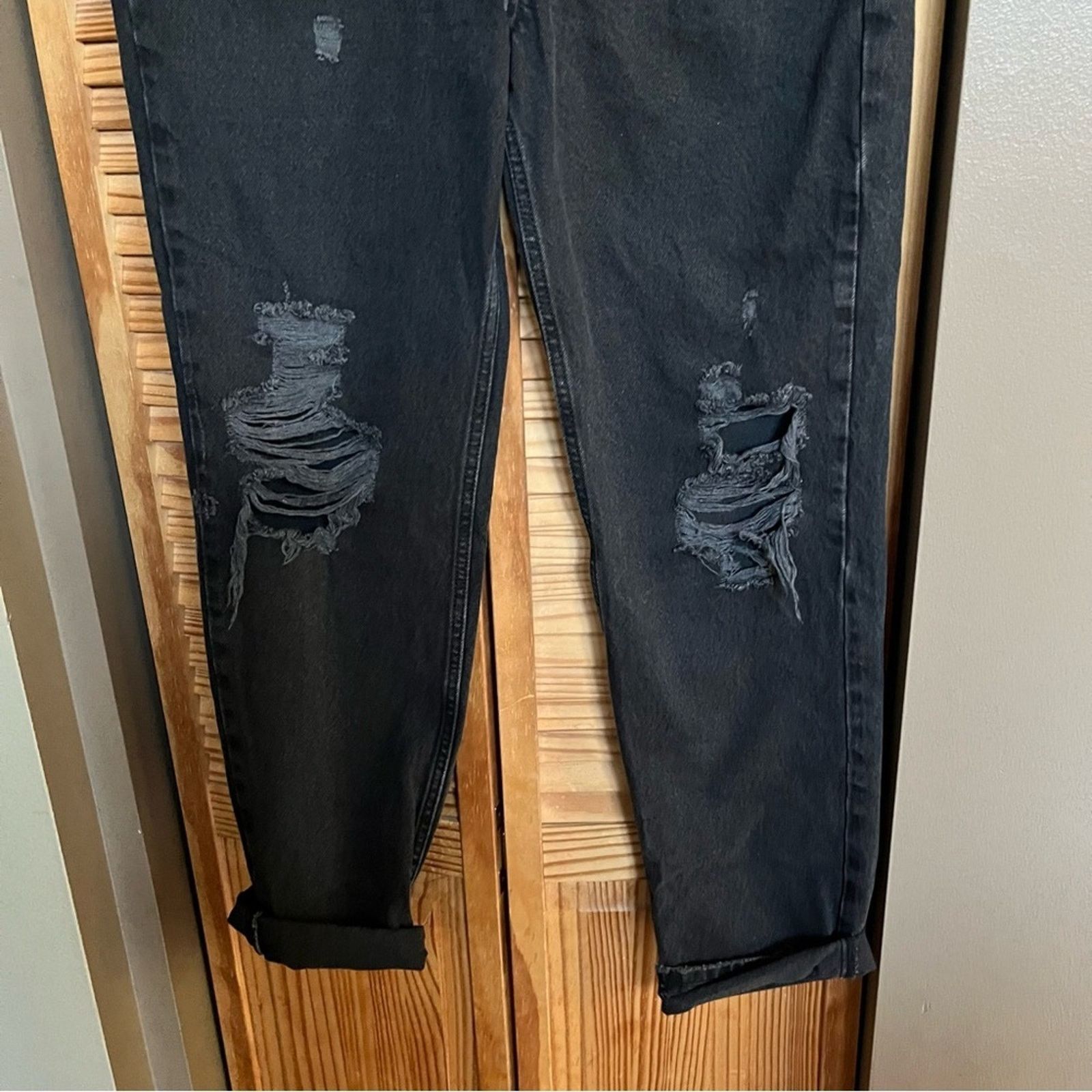 Free People FREE PEOPLE We The Free Black Boyfriend Fit Jeans Distressed Size 27" / US 4 / IT 40 - 3 Thumbnail