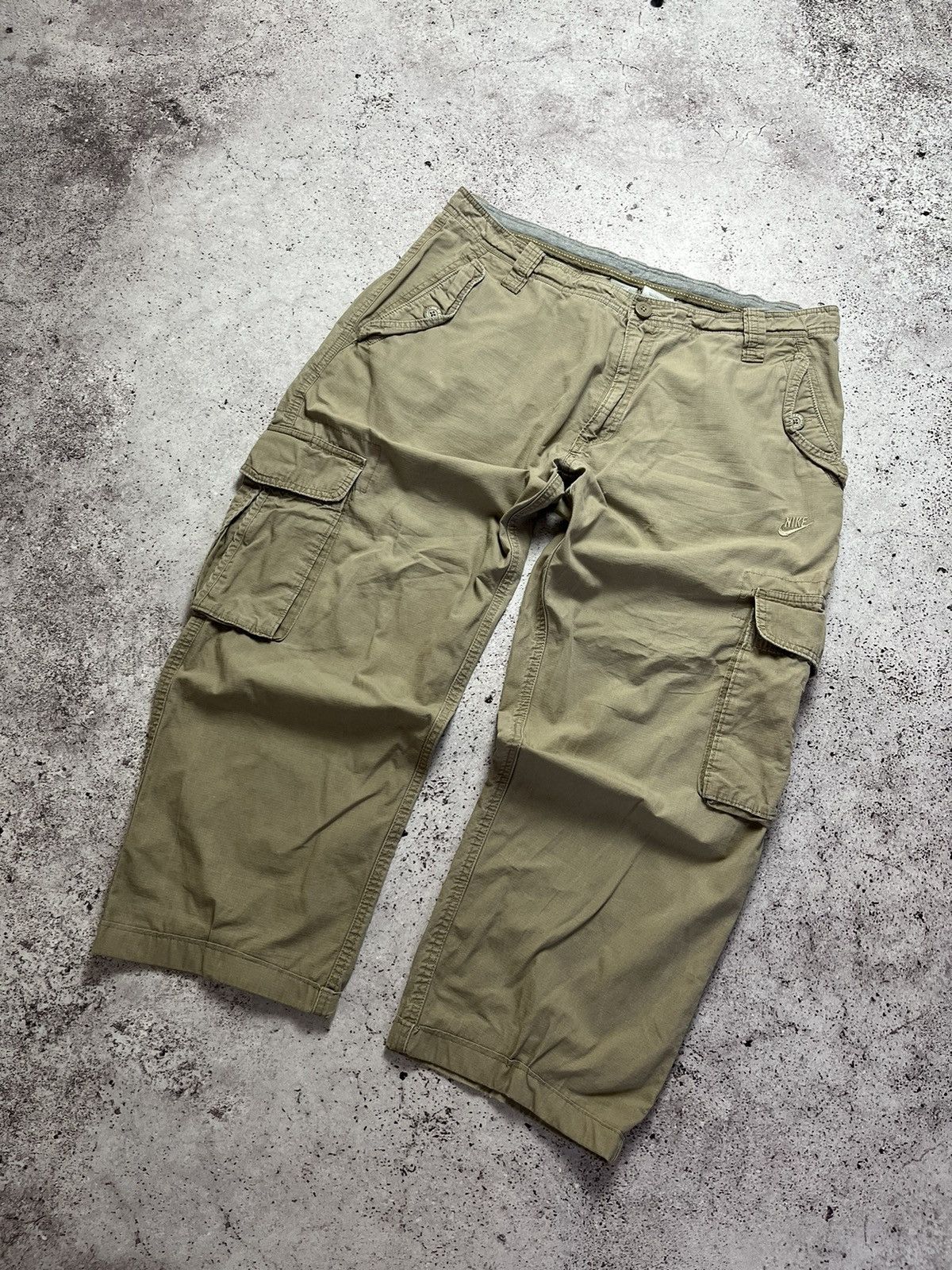 Nike × Vintage Vintage Nike Cargo Pants Track Nylon Drill Y2K style Swoosh Size US 36 / EU 52 - 1 Thumbnail