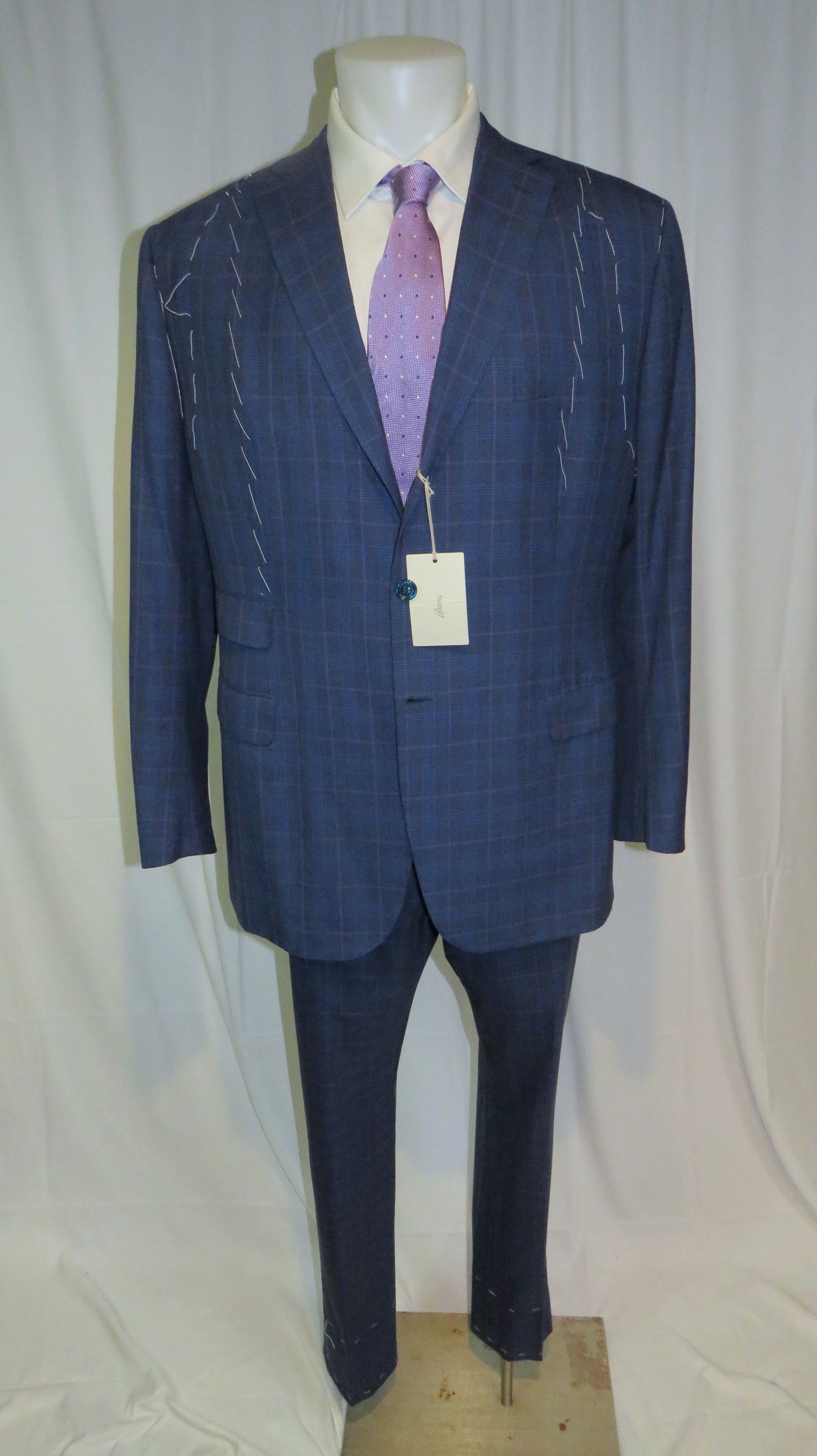 Brioni Brunico Blue Plaid Three Button Suit 44L NWT $11,675 Size 44L - 1 Thumbnail