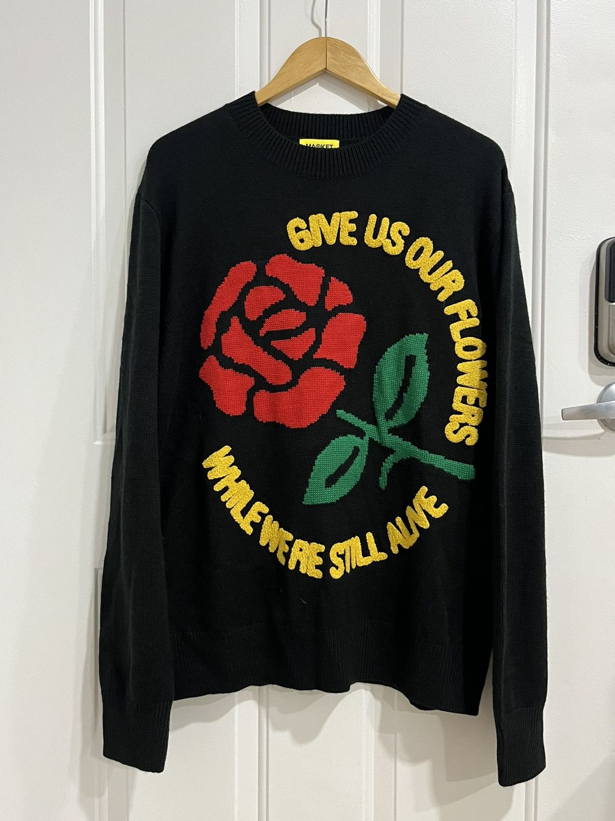 Chinatown Market Rose Garden Knit Black Sweater Men’s Large