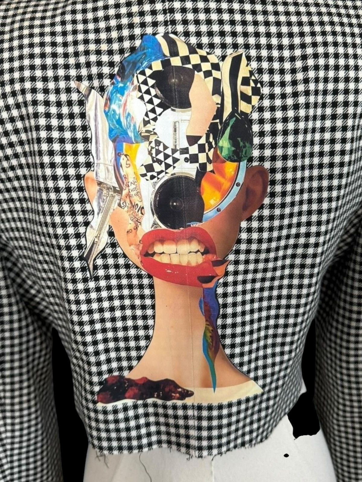 Handmade × Vintage Vintage 1980s up cycled black-and-white cropped blazer. Size M / US 6-8 / IT 42-44 - 8 Thumbnail
