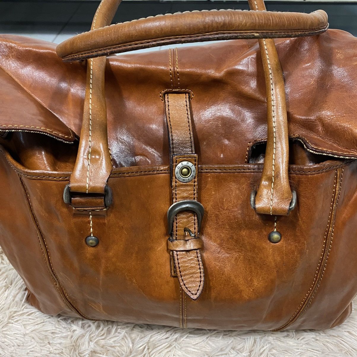 Japanese Brand 📌Vintage Leather Bag Genuine Unison Dept. Size ONE SIZE - 5 Thumbnail