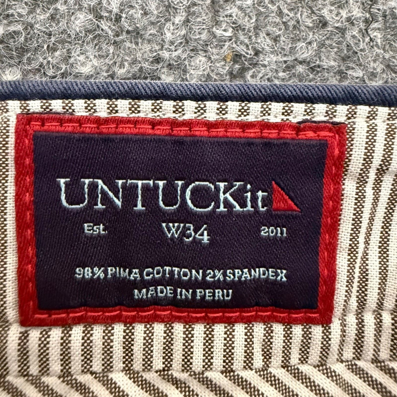 UNTUCKit UNTUCKit Mens Navy Blue Pima Cotton Stretch Chino Shorts 34 Size US 34 / EU 50 - 2 Thumbnail