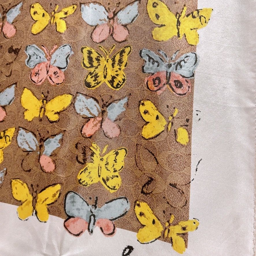 Coach NWT Coach Signature Butterfly Print Silk Square Scarf CAP53 Size ONE SIZE - 3 Thumbnail
