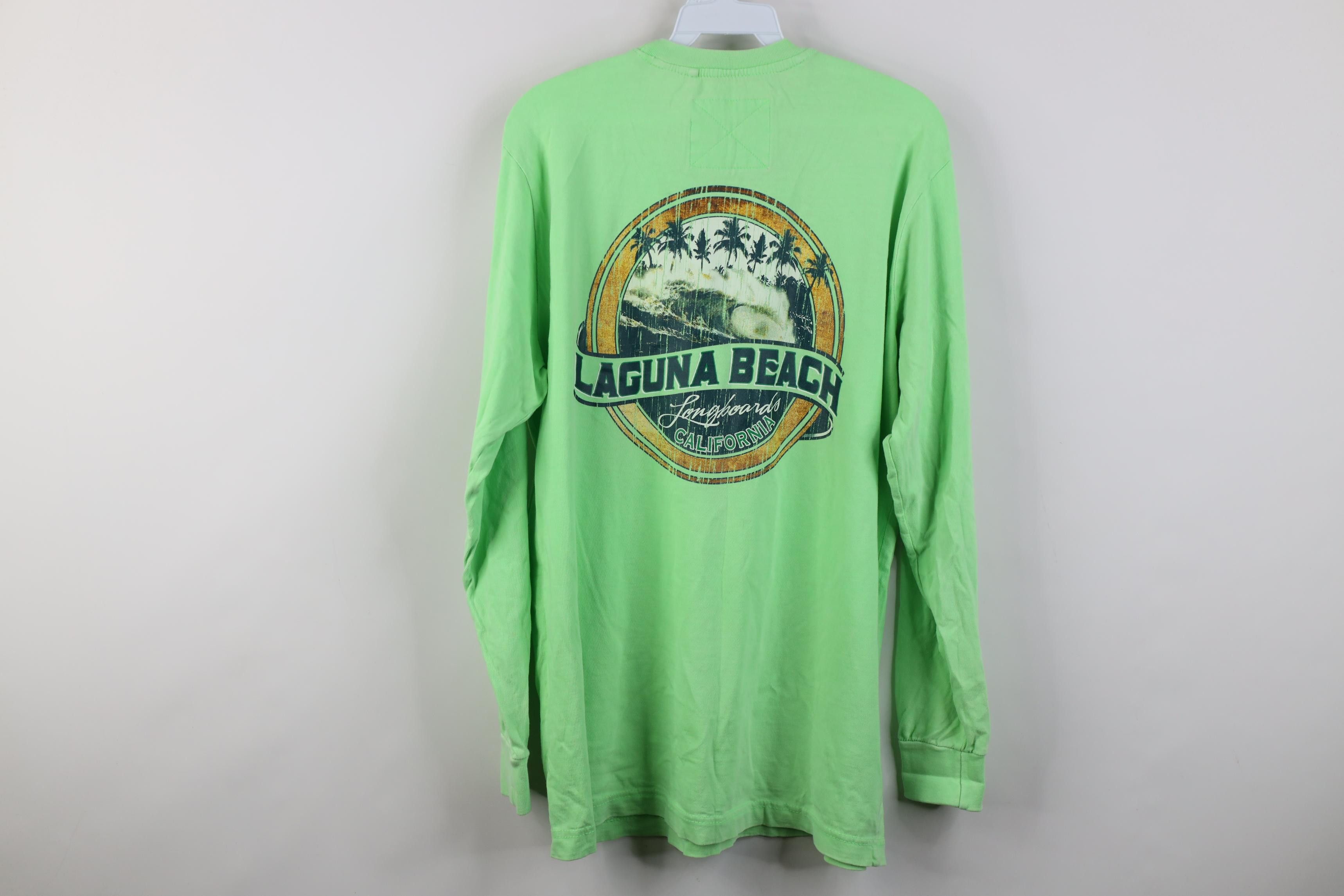 Vintage Y2K Streetwear Laguna Longboards Long Sleeve T-Shirt Green Size US M / EU 48-50 / 2 - 10 Thumbnail