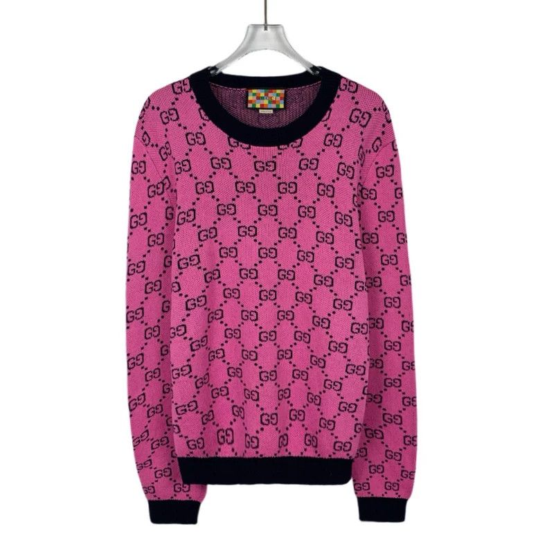 Gucci GucciPink logo jacquad full-print cotton round-neck long-sl Size US S / EU 44-46 / 1 - 1 Thumbnail