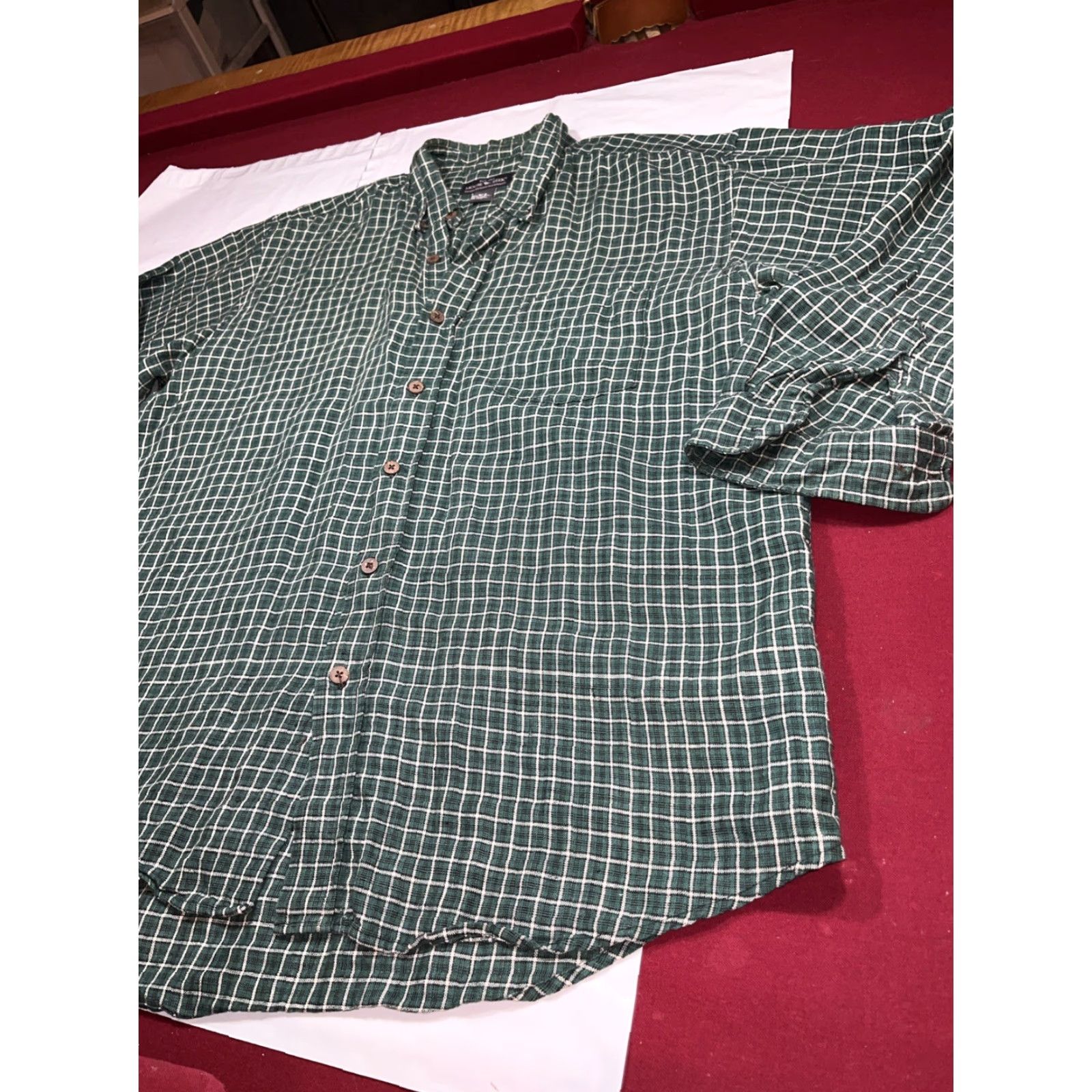 Vintage VINTAGE Moose Creek Button-Up Shirt Linen Checkered Plaid Green White Long Sleeve XL Men Size US XL / EU 56 / 4 - 7 Thumbnail