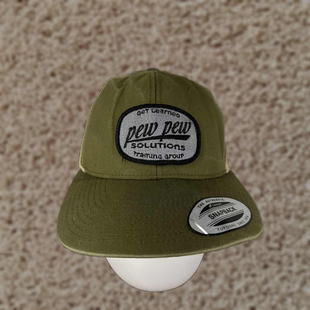 Vintage Pew Pew Solutions Hat Cap Snap Back Adult One Size Green Poly Blend Trucker Hat/Cap Men Green Nike Brand? Size ONE SIZE - 1 Thumbnail