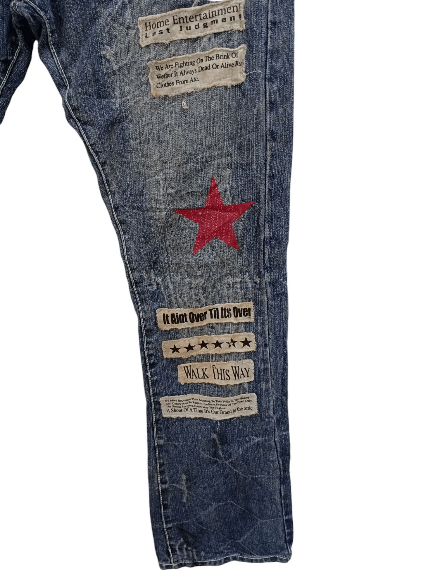 In The Attic × Vintage 🔥🔥In The Attic Patchwork Poem Statement Distressed Jeans Size US 31 - 9 Thumbnail