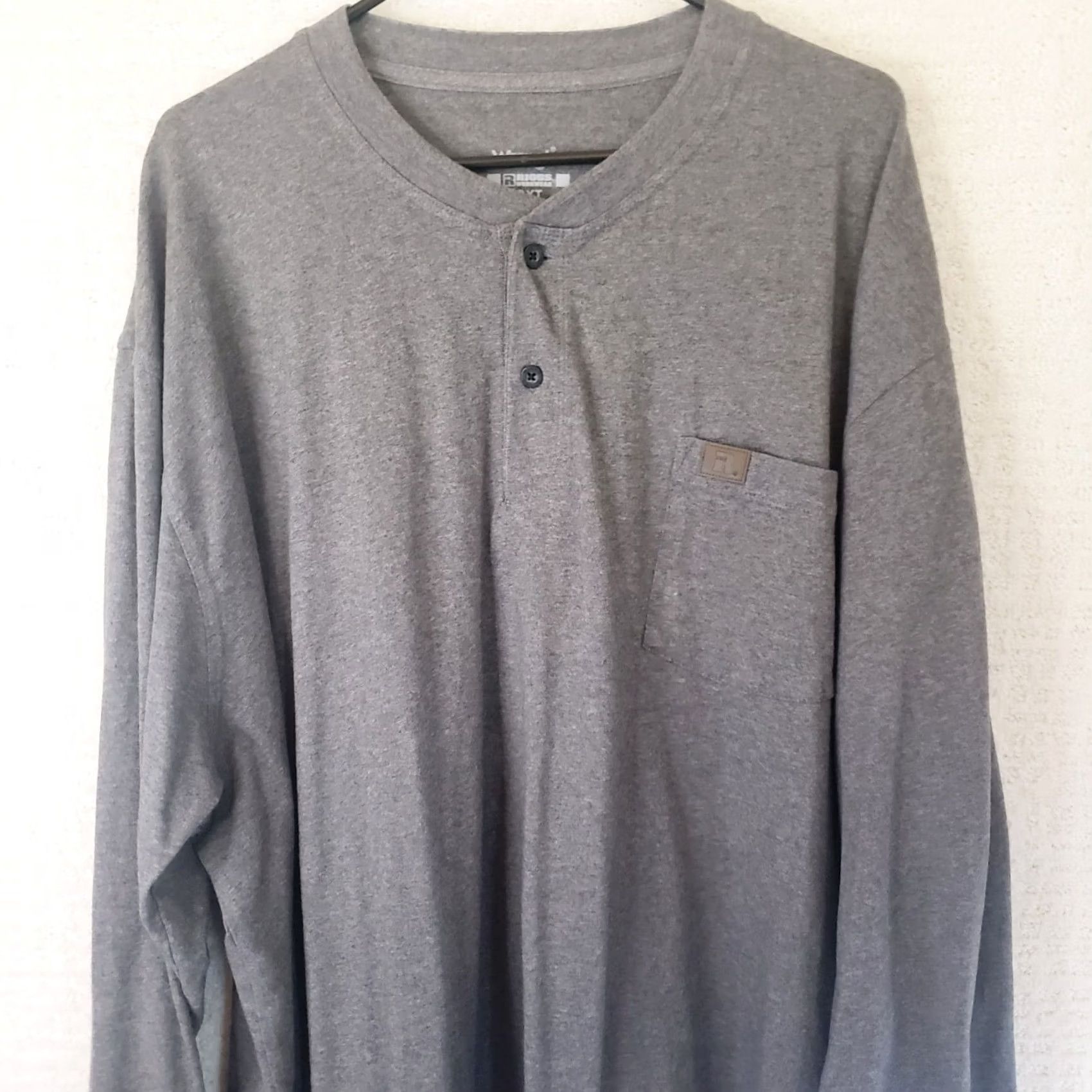 Wrangler VINTAGE Wrangler Riggs Workwear Mens 3XT Gray Henley Long Sleeve Heavy Cotton Tee Shirt Size US XXL / EU 58 / 5 - 2 Thumbnail
