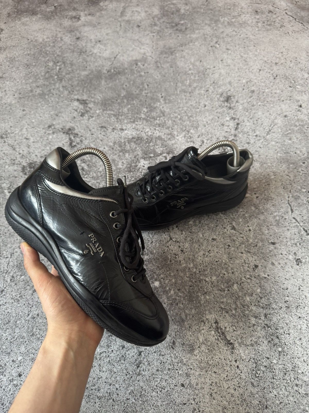 Prada Prada Sneakers Italy Black Leather American Shoes Luxury Size US 6 / IT 36 - 2 Thumbnail