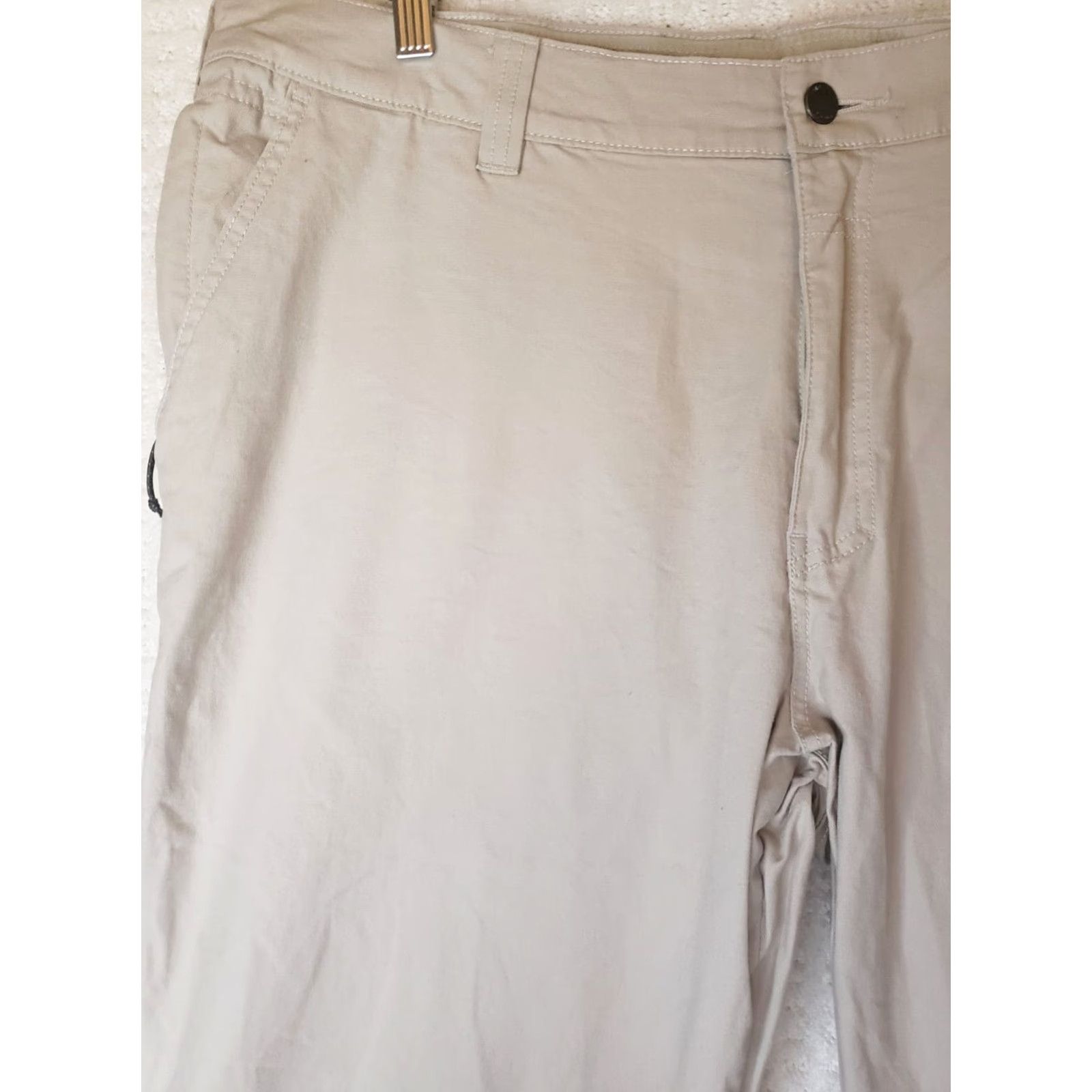 Vintage Columbia Pants Men 5-Pocket Canvas Khaki Beige Side Zip Pocket 42x30 Straight Leg Chino Casual Workwear Size US 42 / EU 58 - 3 Thumbnail