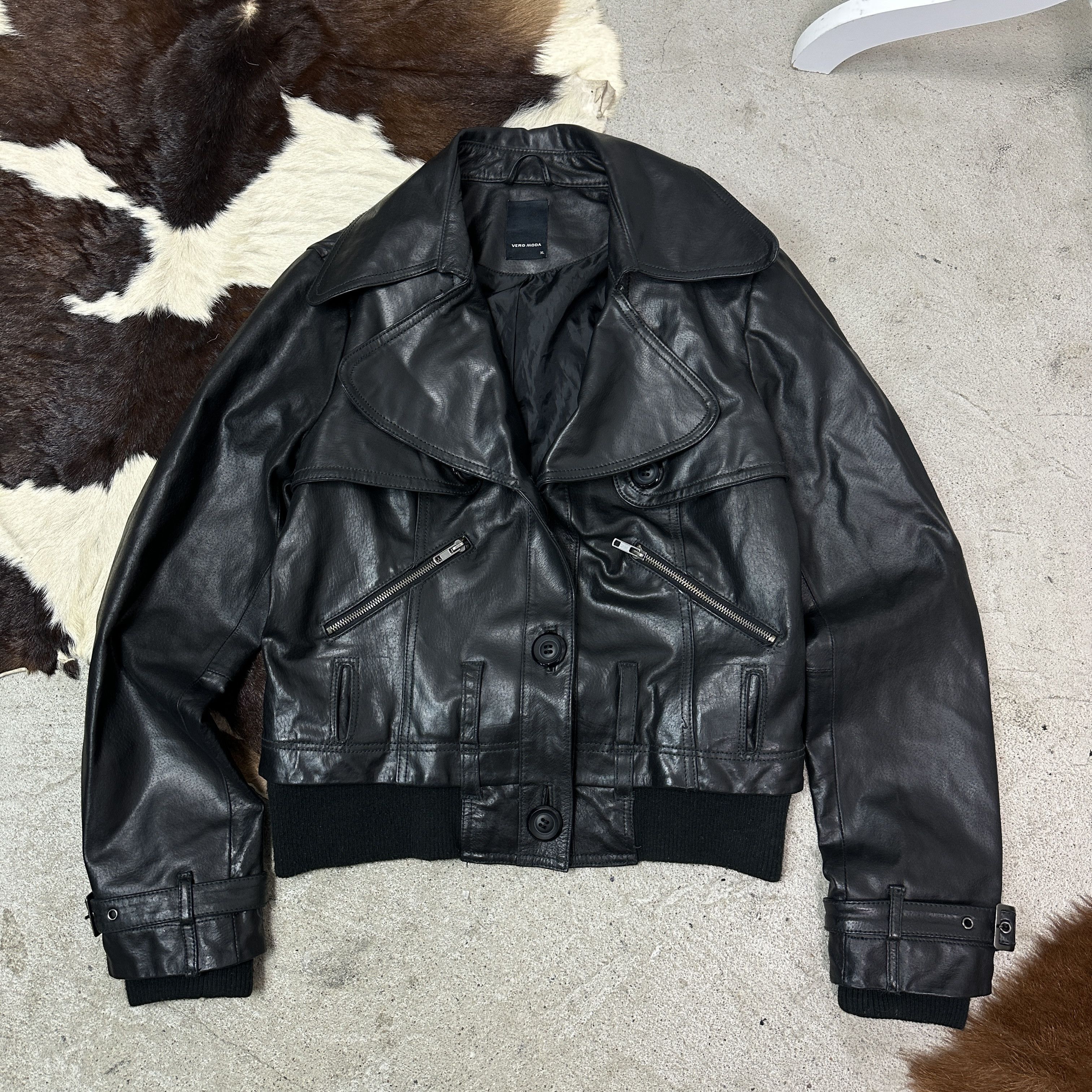 Vintage Vintage Leather Grunge Moto Biker Buttoned Jacket 00s Size US XL / EU 56 / 4 - 2 Thumbnail