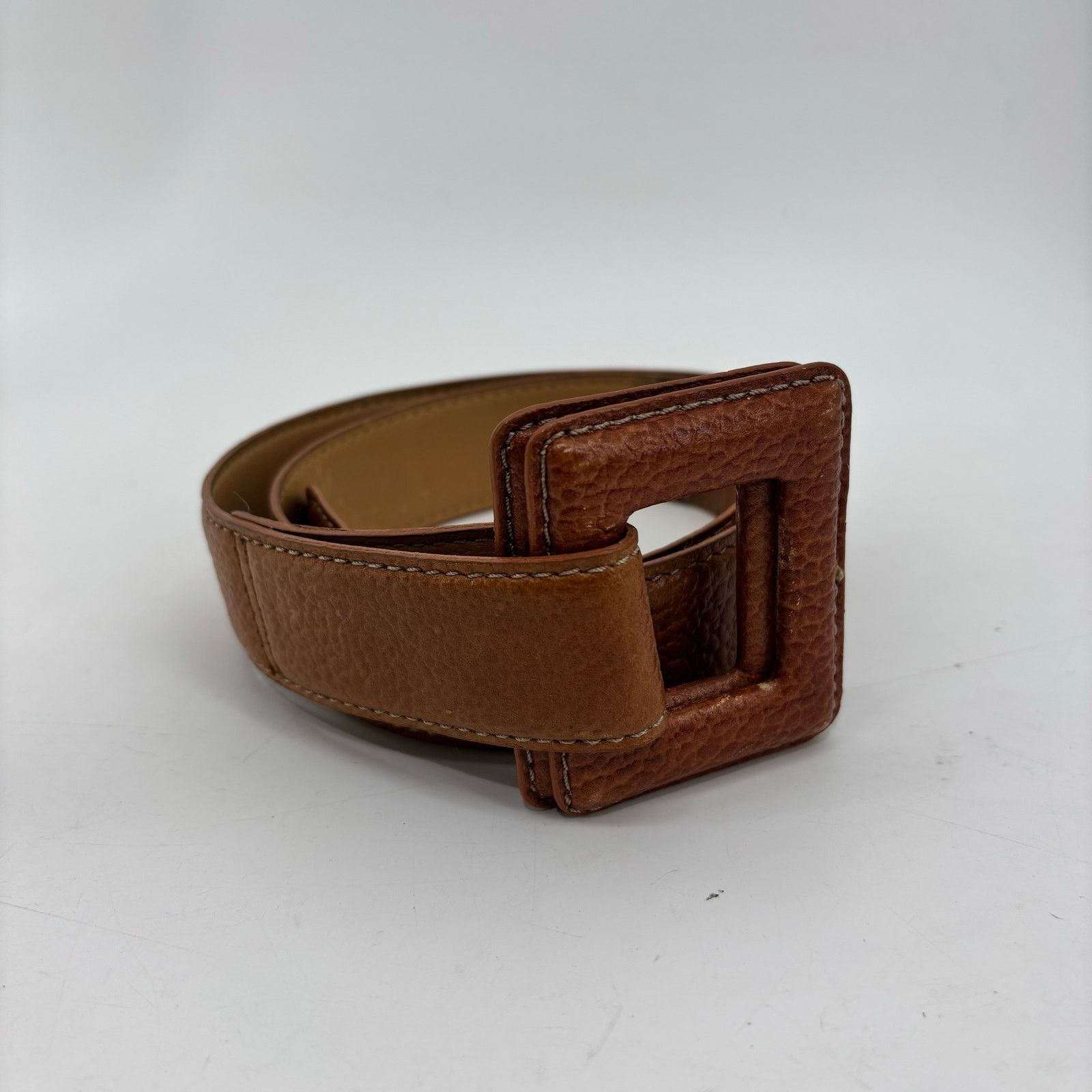 Esprit Esprit 90s Womens Size M Belt Leather Brown Glam Loop Fold Size ONE SIZE - 6 Thumbnail