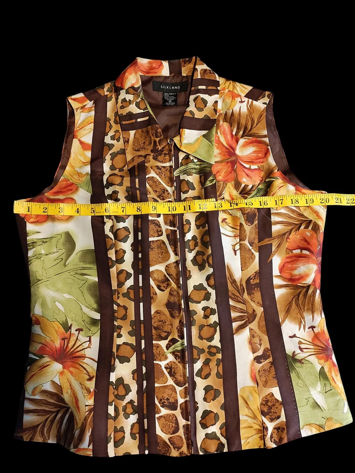 Other Vintage Silkland Sleeveless Zip-Up Top w/Animal/Floral Print Size M / US 6-8 / IT 42-44 - 8 Thumbnail