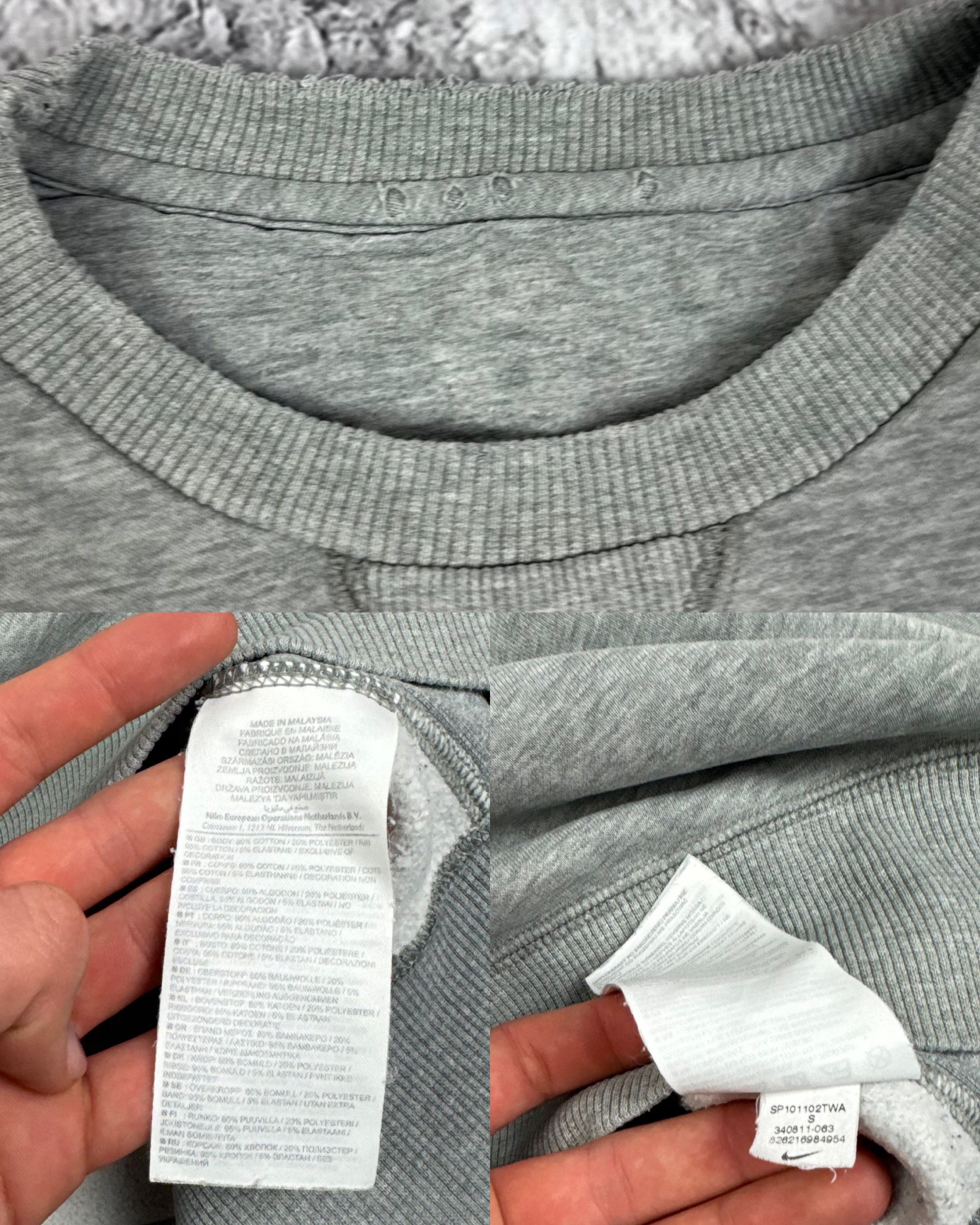 Nike Nike Men's Heather Gray Cotton Swoosh Pullover Sweatshirt S Size US S / EU 44-46 / 1 - 3 Thumbnail