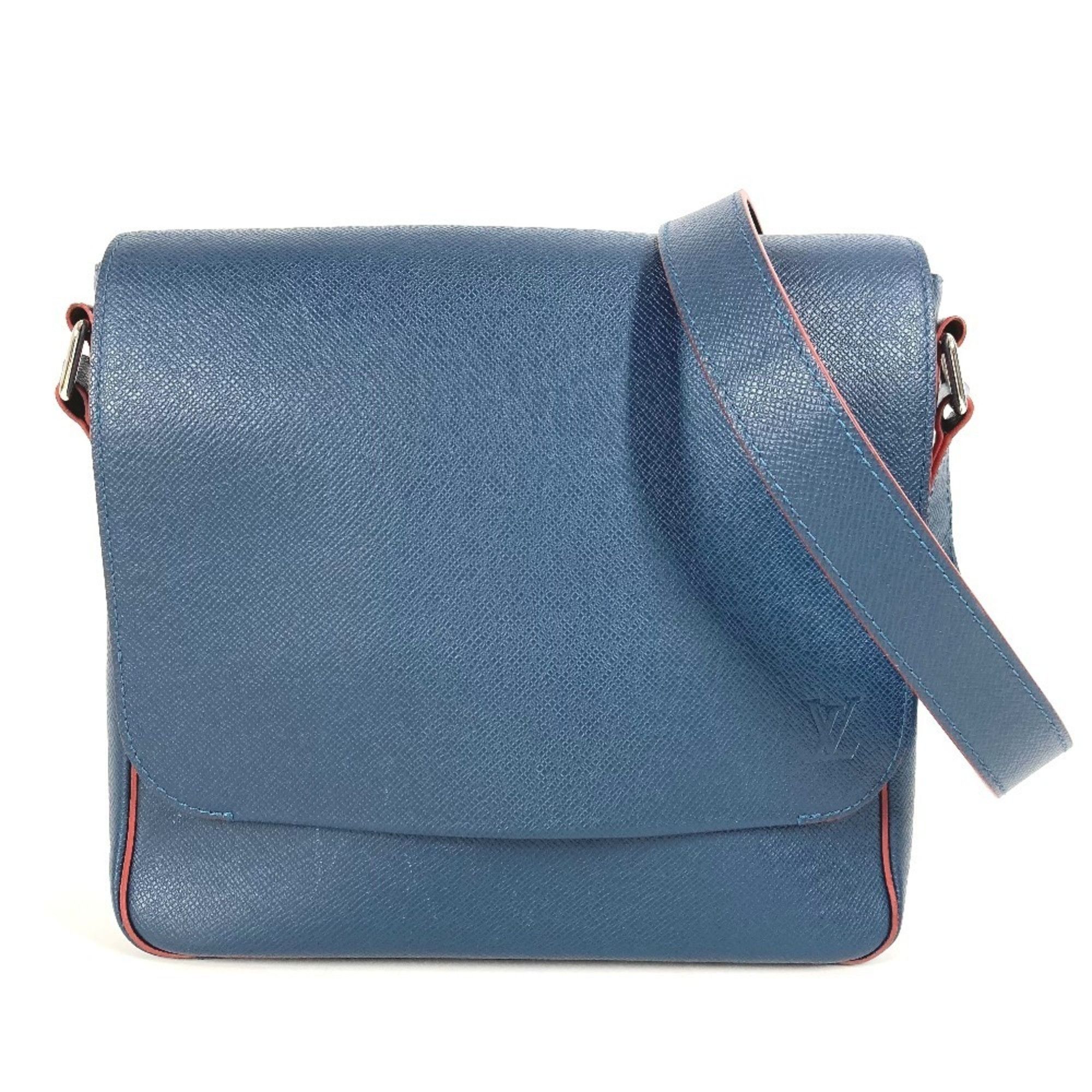 LOUIS VUITTON Taiga Roman PM NM Flap Messenger Bag Two-Tone Leather Ocean Navy Men's