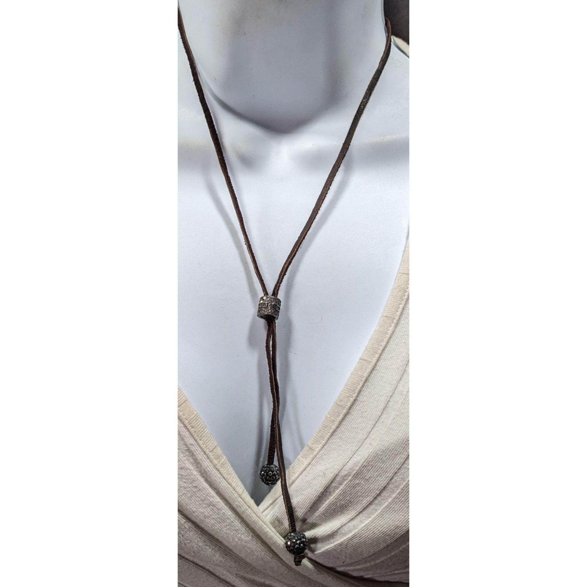 Other Bohemian Glam Brown Suede Lariat Necklace With Rhinestone Ac Size ONE SIZE - 4 Thumbnail