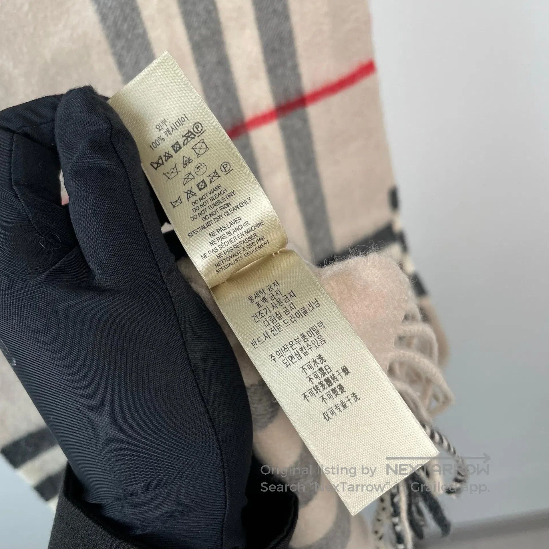 Burberry Burberry Beige Plaid Cashmere Fringe Scarf| Size ONE SIZE - 5 Thumbnail