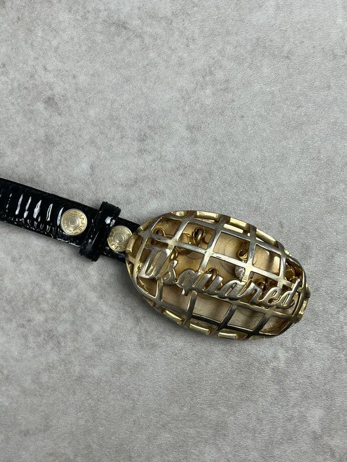 Dsquared2 Dsquared2 Black Leather Golden Globe Belt Size ONE SIZE - 5 Thumbnail