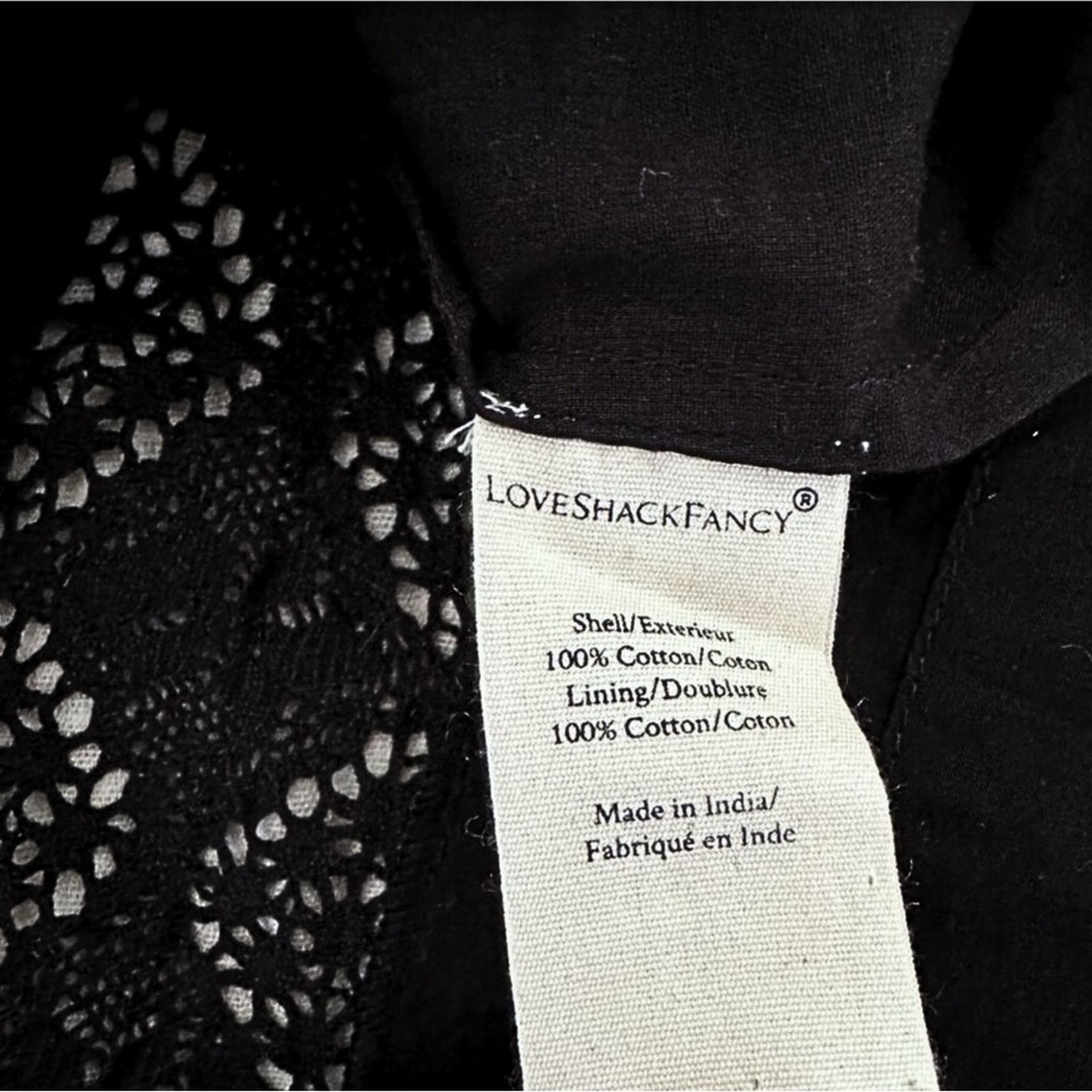 LoveShackFancy LoveShackFancy Edie Lace SS Long Dress - Black, Size M Size M / US 6-8 / IT 42-44 - 7 Thumbnail