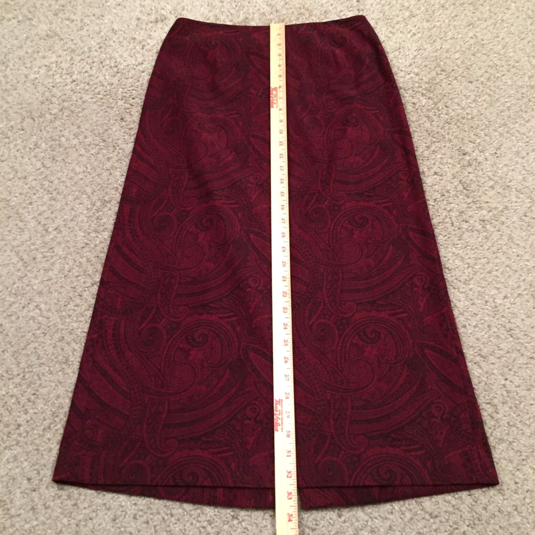Talbots Talbots Skirt Petite 8 Long Maxi Red Paisley Slit Stretch Womens Size 30" / US 8 / IT 44 - 4 Thumbnail