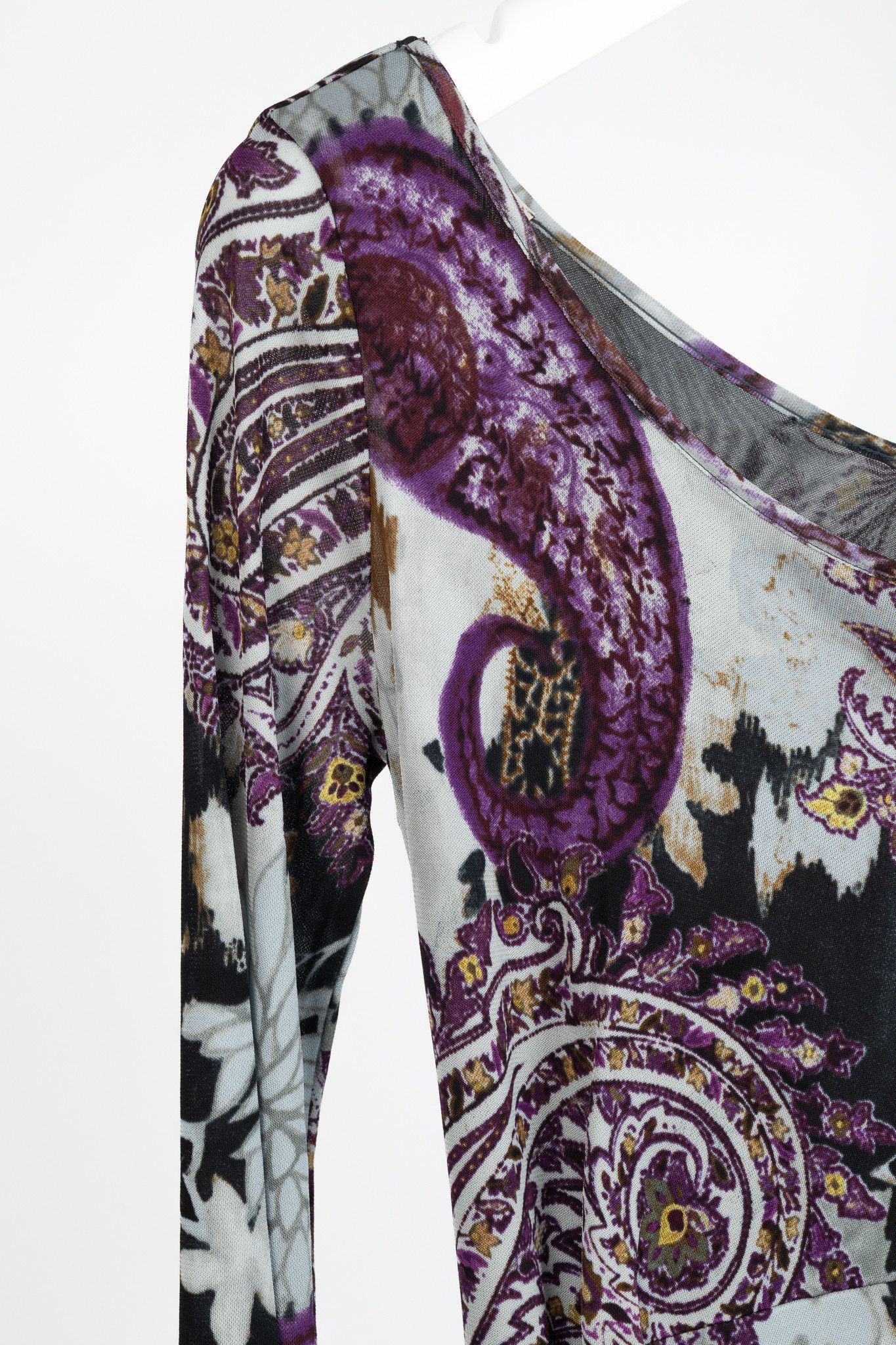 Etro Etro Grey & Purple Floral-Paisley Mesh 3/4-Sleeve Dress Size M / US 6-8 / IT 42-44 - 5 Thumbnail