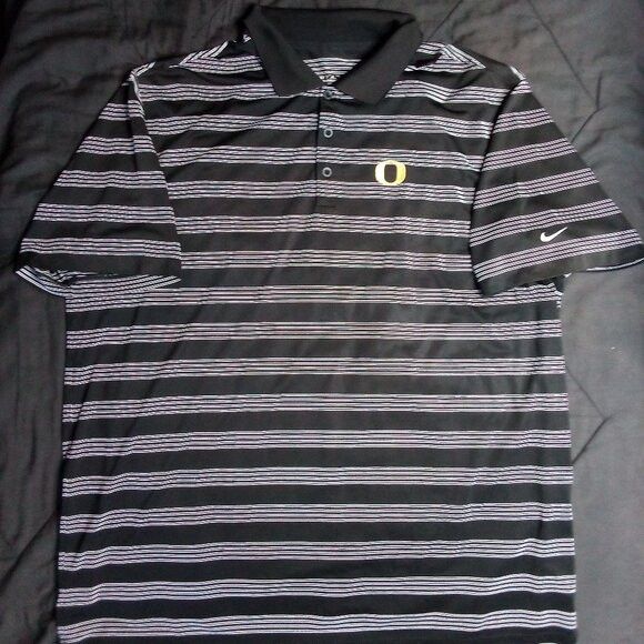 Nike Nike Golf Dri-Fit Oregon Ducks Striped Polo Shirt Size US XXL / EU 58 / 5 - 2 Thumbnail
