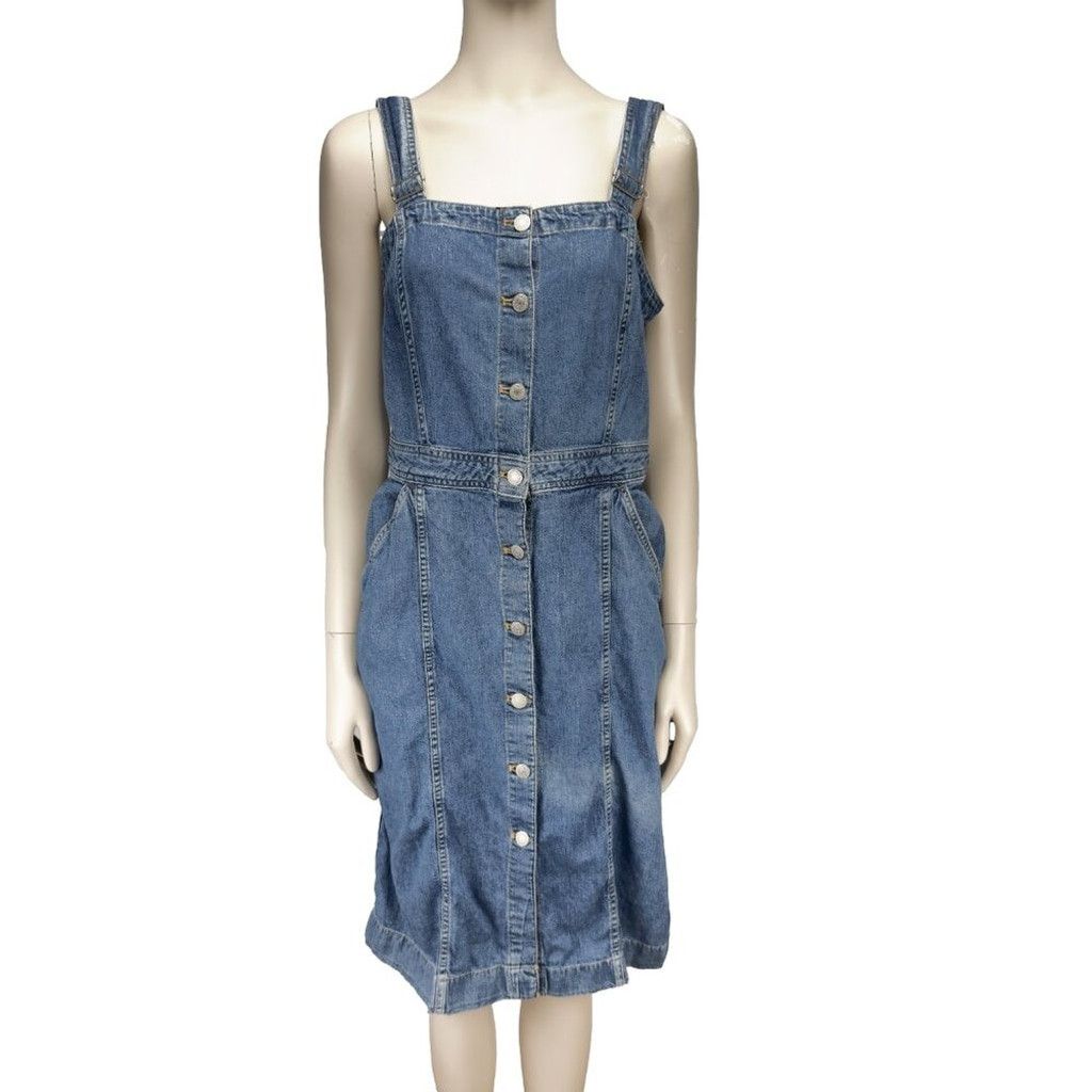 Levi's LEVI'S Denim Thick Sheath Buttoned Pockets Midi Blue Dress M Size M / US 6-8 / IT 42-44 - 3 Thumbnail