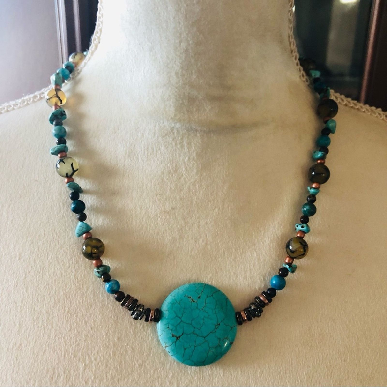 Handmade Handcrafted southwest style genuine stone necklace Size ONE SIZE - 2 Thumbnail