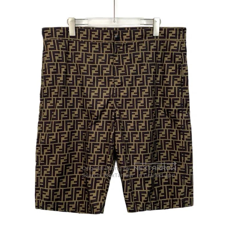 Fendi Fendi Brown logo lettering full print casual shorts Size US 36 / EU 52 - 1 Thumbnail