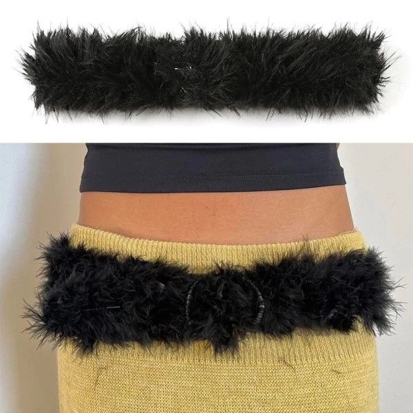 Designer × Vintage PU Leather Punk Fur Belt Super Soft Size ONE SIZE - 1 Thumbnail