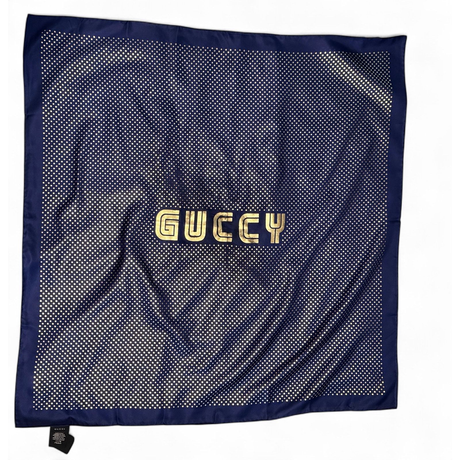 Gucci Authentic GUCCI "GUCCY" Gold Star SEGA® Print Silk Scarf Size ONE SIZE - 2 Thumbnail