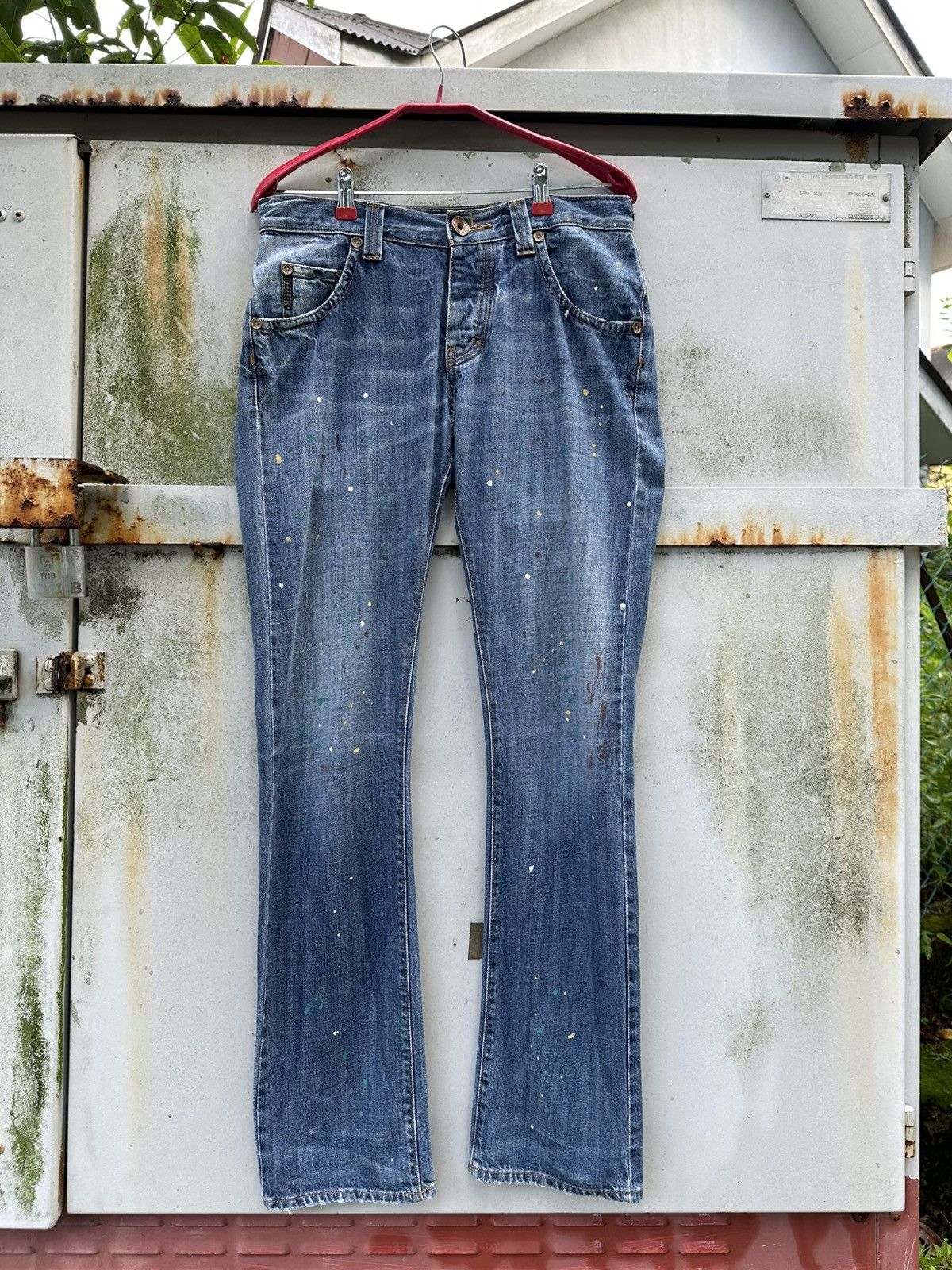 Armani 👹Vintage Armani Jeans Paint Splatter Flare Jeans Size US 30 / EU 46 - 2 Thumbnail