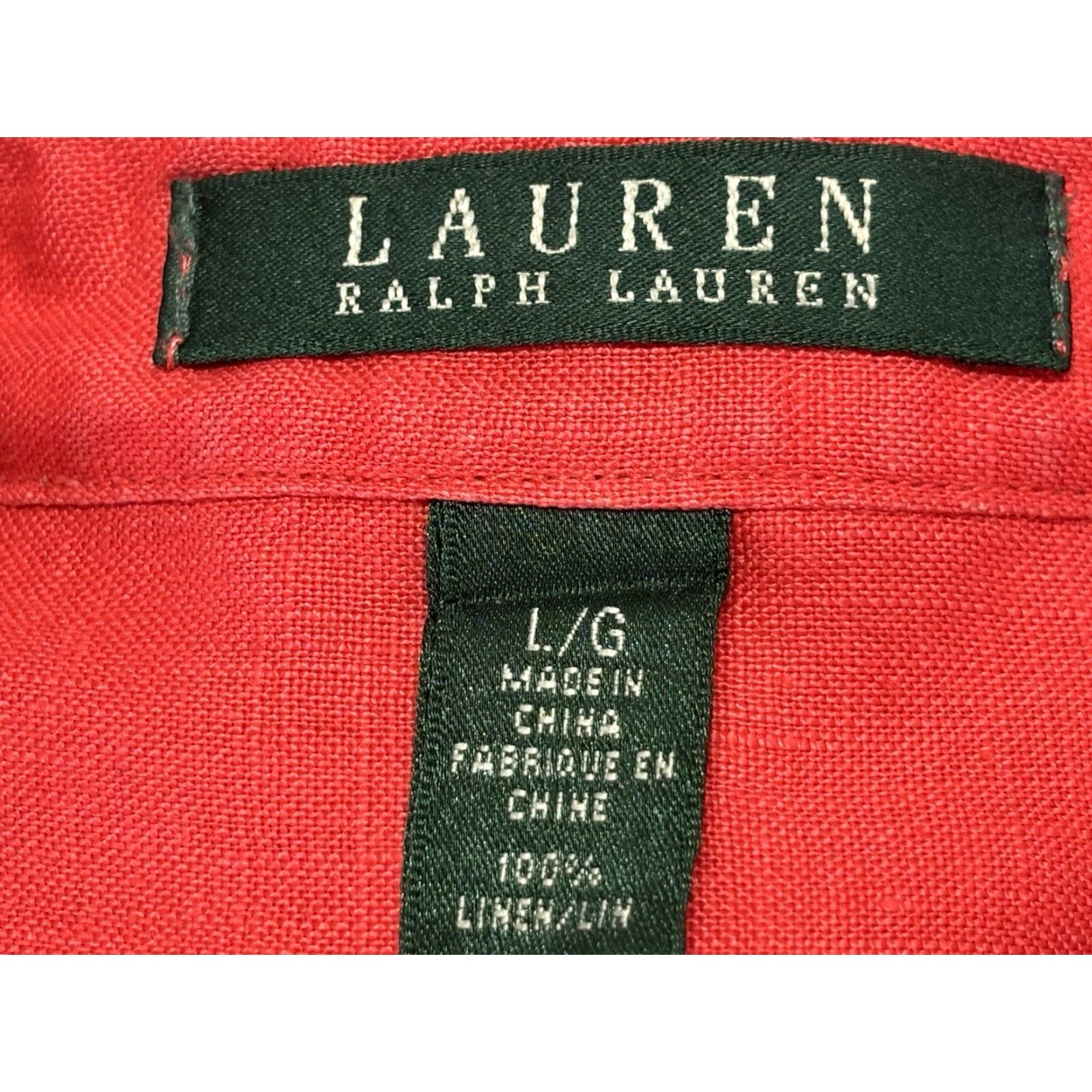 Ralph Lauren VINTAGE Lauren Ralph Lauren Shirt Linen Button-Up Women’s Large Pink Roll Tab Sleeves Size L / US 10 / IT 46 - 6 Thumbnail