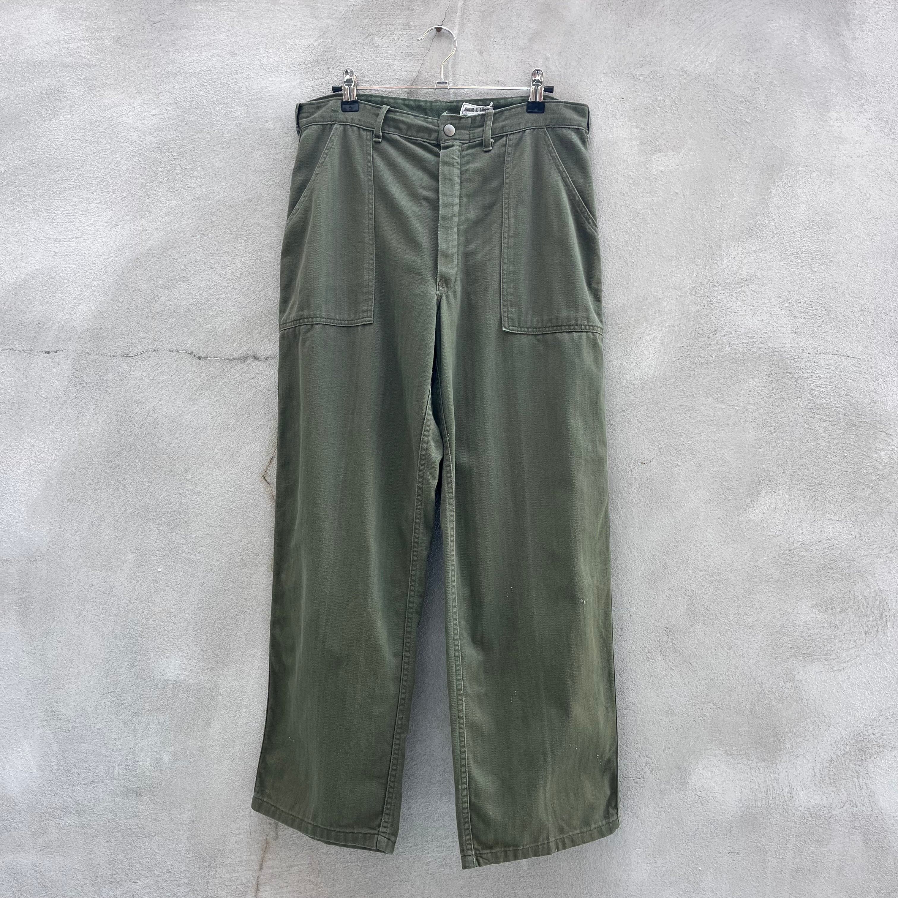 Image of Made In USA x Military 50-60S Theater Made Hbt Military Style Baker Pants in Olive Green (Size 30)