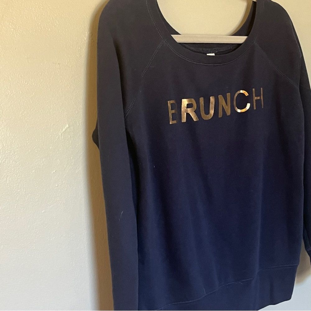 The Unbranded Brand Sarah Marie Running Brunch Sweatshirt Navy Blue Gold Small Size S / US 4 / IT 40 - 1 Thumbnail
