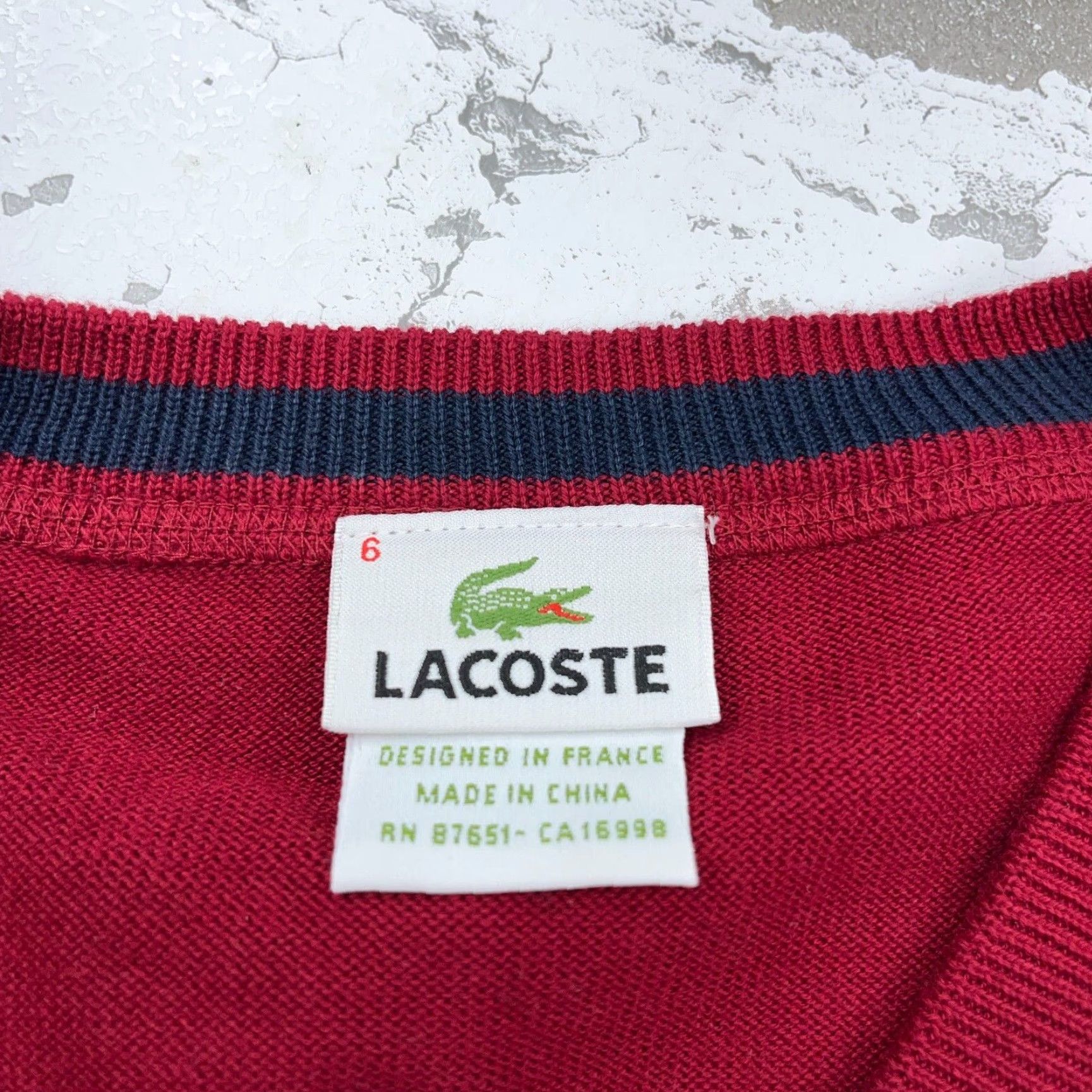 Lacoste Lacoste Sweater Men XL Red V-Neck Lightweight Knit Pullover Logo Zipper Button Embroidered Golf Classic Preppy Sports Size US XL / EU 56 / 4 - 3 Thumbnail