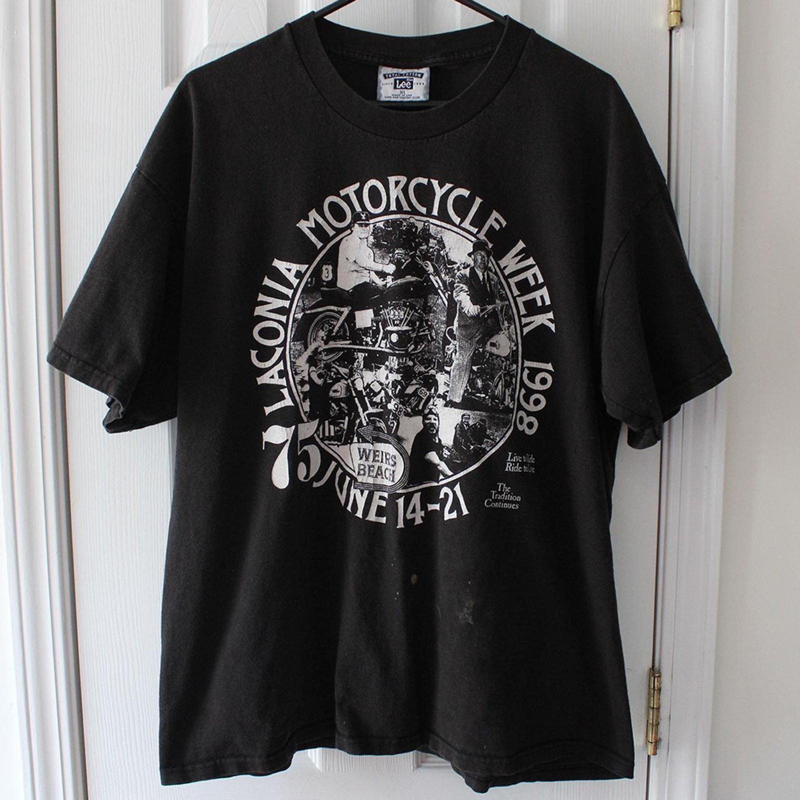 Lee Vintage 90's Black Lee Motorcycle Week Graphic Tee Size US XL / EU 56 / 4 - 4 Thumbnail