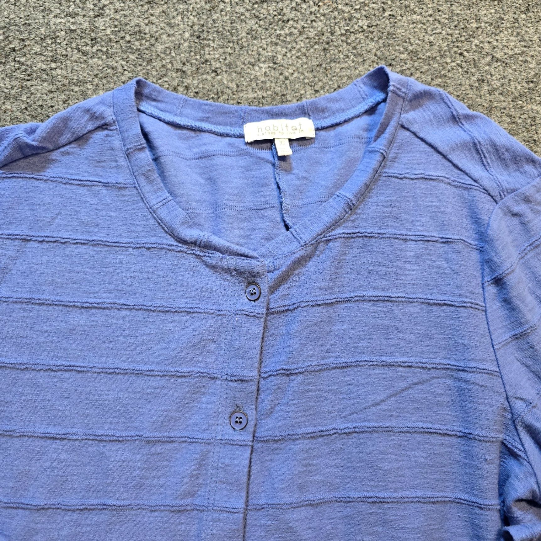 Habitat Habitat Top Womens Size XS Blue Button Stripe Texture Tunic Long Sleeve Casual Shirt Shirt? Size XS / US 0-2 / IT 36-38 - 3 Thumbnail
